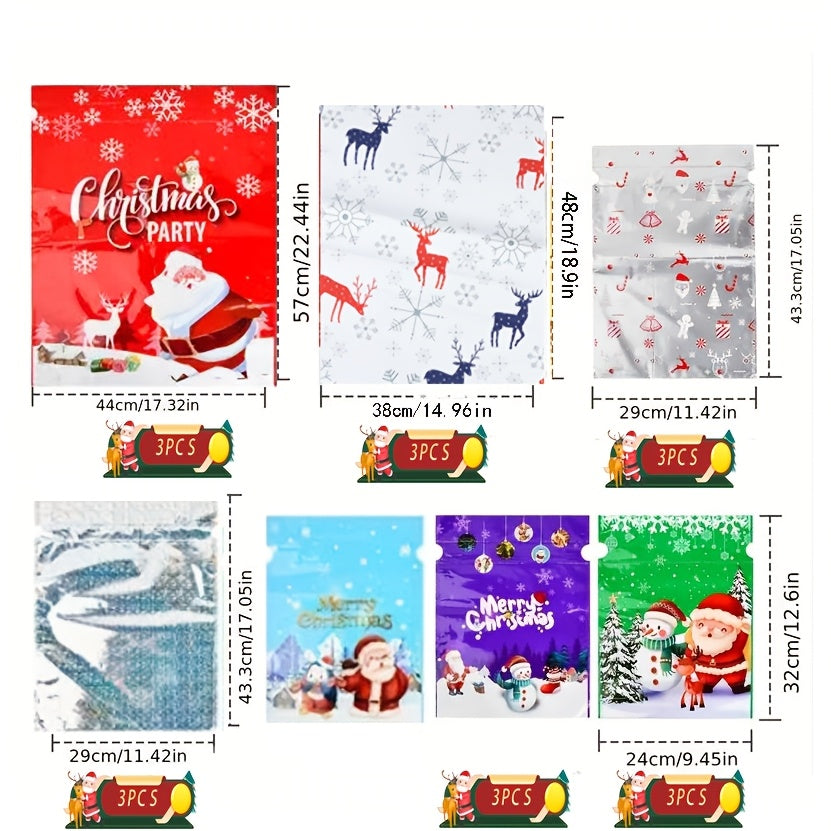 21-teiliges Set mit Weihnachtsgeschenktüten, mit festlichem Design, verschiedene Arten von Geschenkverpackungen, aus Kunststoff.