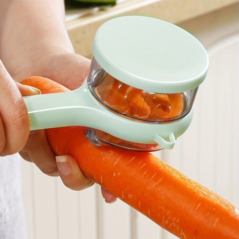 Compact Car Camping Peeler with Storage Container - Durable Thermoplastic Polyurethane, Ideal for RV Kitchen Use, Food-Safe, No Battery Needed, Camping Essentials | Compact Kitchen Tool | Durable Construction, Vegetable Peele