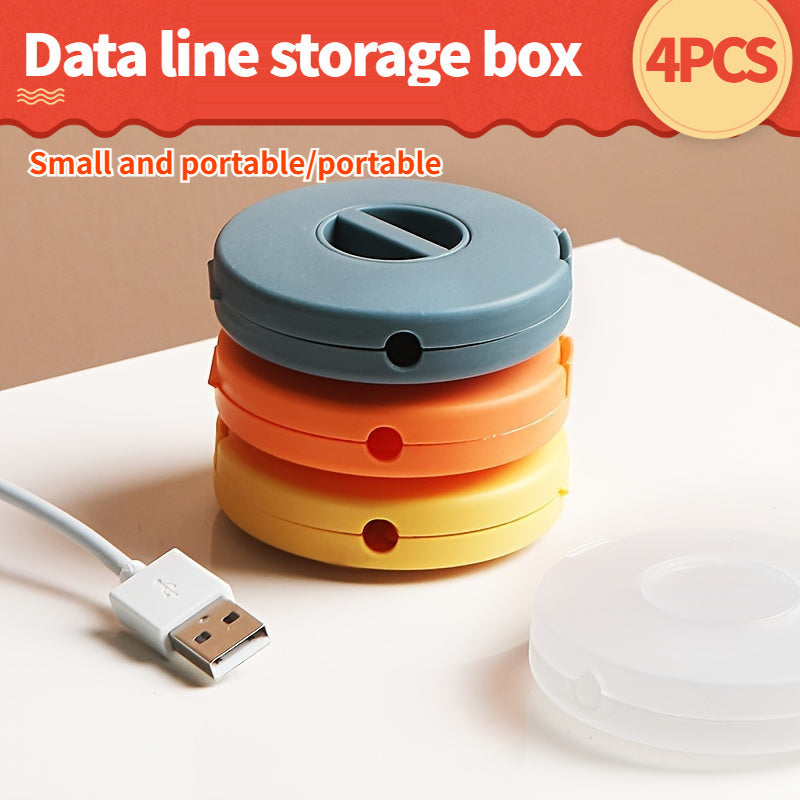 Rotatable Cable Organizer Box - Compact Portable Round Design with 360° Rotating Base, Durable PP Plastic Cord Management System for Home Office Desk, Travel & Workspace Organization, Sleek Storage Bins for Chargers, Cables,