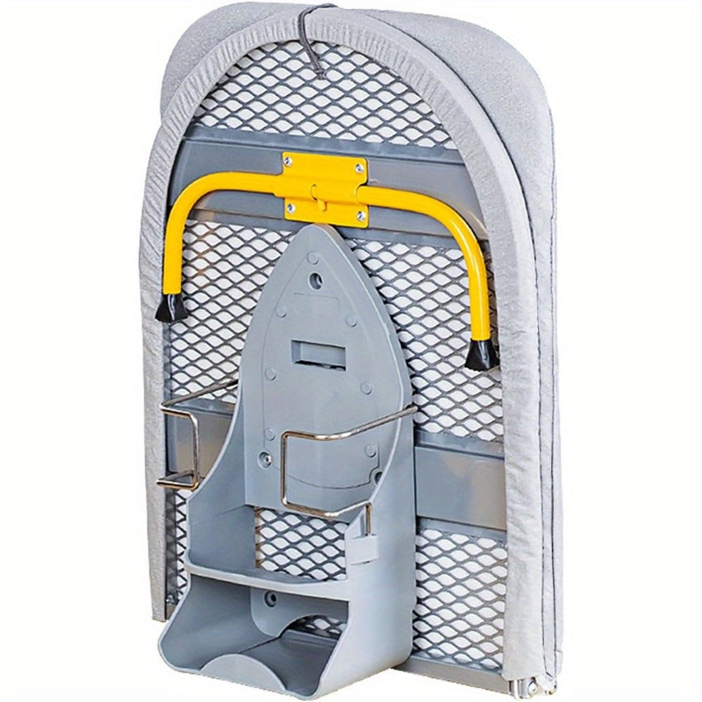 Faltbares Mini-Bügelbrett mit Bügeleisenhalter | Tragbares 89 x 33 cm (35 × 13 Zoll) Tischbügelbrett | Platzsparend für kleine Räume | Rutschfeste Füße | Wärmereflektierender Bezug | Einfach zu verstauen und zu Hause zu verwenden