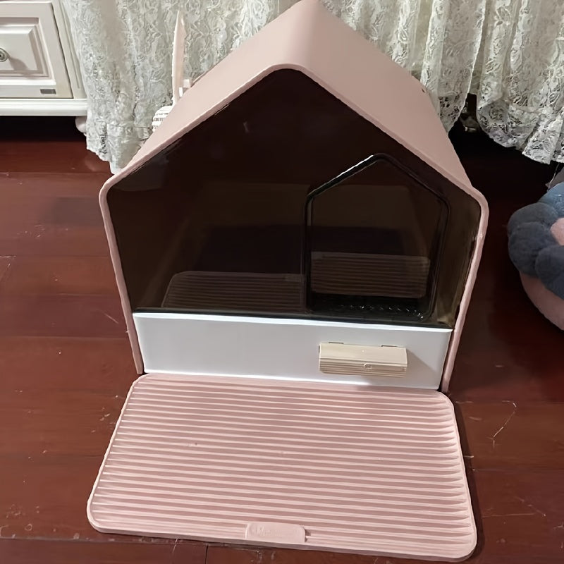 WhiskerWonders ABS Enclosed Cat Litter Box with Drawer, Large Feline Toilet