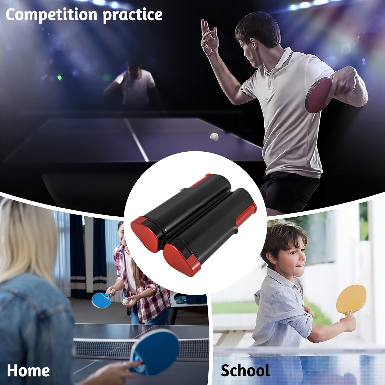 6-teiliges tragbares Tischtennis-Set mit verstellbarem Netz, Schläger und Bällen – kompakte Tragetasche, langlebige ABS-Konstruktion, ideal für Spiele im Innen- und Außenbereich, Tischtennisausrüstung, Indoor-Sportausrüstung