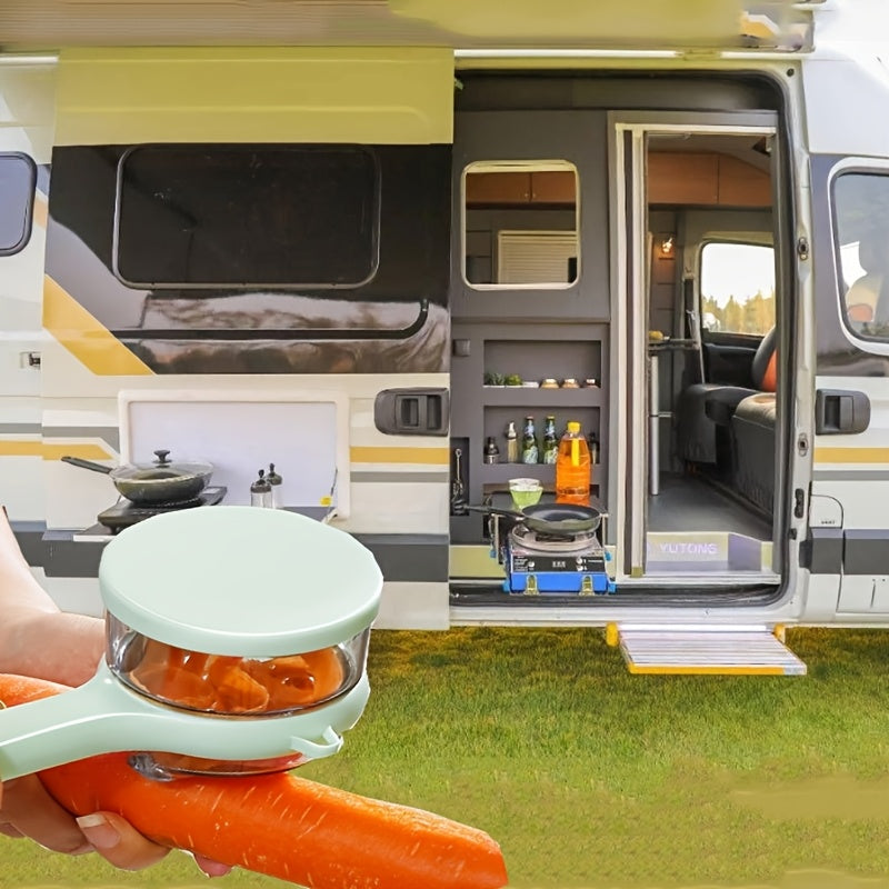 Compact Car Camping Peeler with Storage Container - Durable Thermoplastic Polyurethane, Ideal for RV Kitchen Use, Food-Safe, No Battery Needed, Camping Essentials | Compact Kitchen Tool | Durable Construction, Vegetable Peele