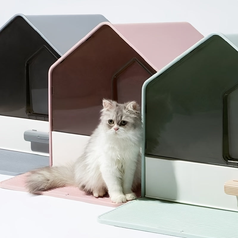 WhiskerWonders ABS Enclosed Cat Litter Box with Drawer, Large Feline Toilet