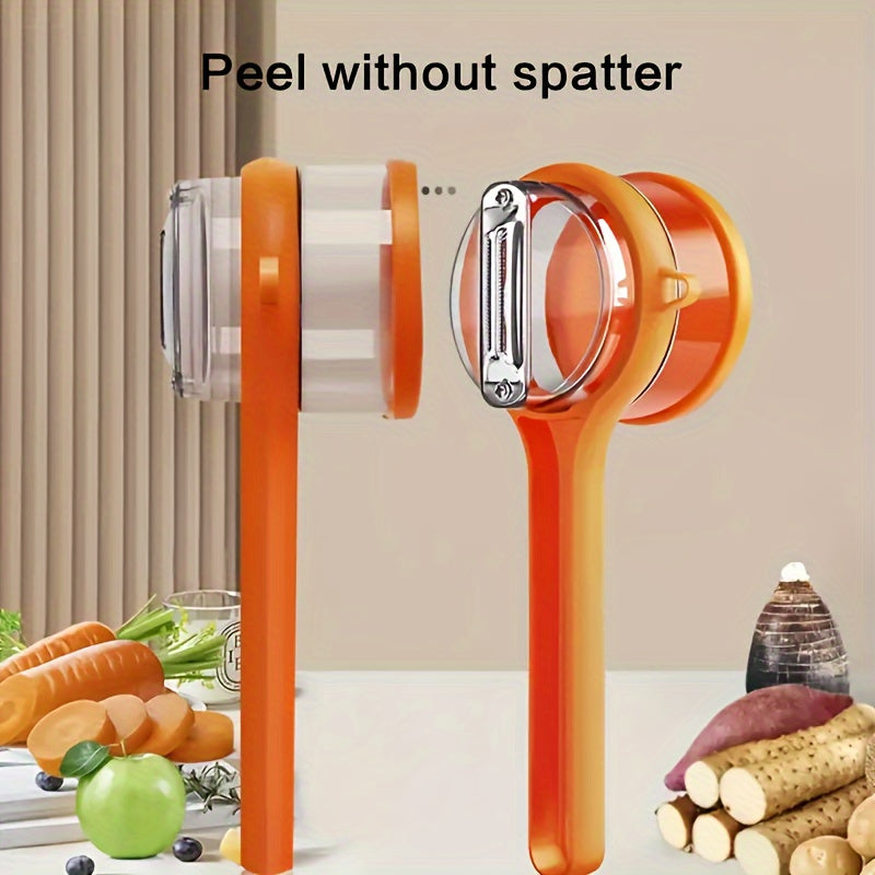 Compact Car Camping Peeler with Storage Container - Durable Thermoplastic Polyurethane, Ideal for RV Kitchen Use, Food-Safe, No Battery Needed, Camping Essentials | Compact Kitchen Tool | Durable Construction, Vegetable Peele