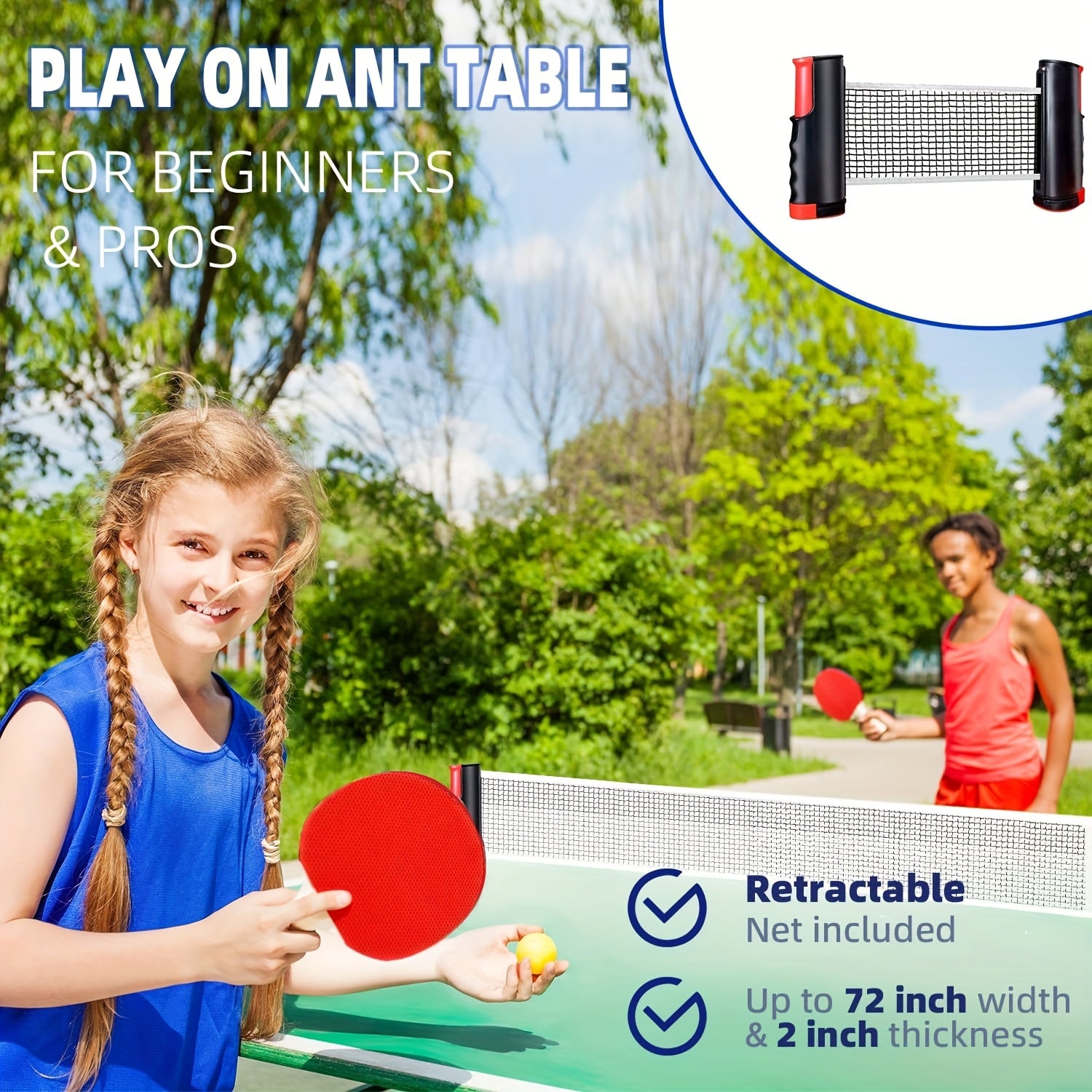 6-teiliges tragbares Tischtennis-Set mit verstellbarem Netz, Schläger und Bällen – kompakte Tragetasche, langlebige ABS-Konstruktion, ideal für Spiele im Innen- und Außenbereich, Tischtennisausrüstung, Indoor-Sportausrüstung