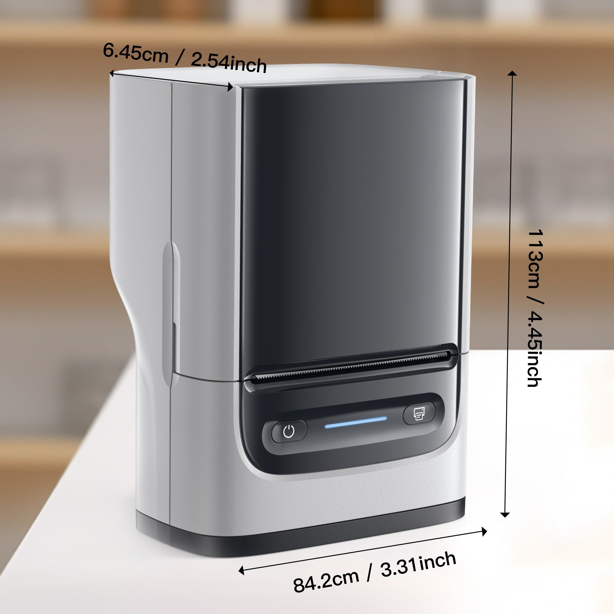 Etikettendrucker - Etikettierer mit Klebeband, Etikettendrucker PM220, tragbarer 2-Zoll-Thermodrucker für Zuhause, Büro, Adressen, Logos, Kleidung, kleine Unternehmen usw., unterstützt Etikettenbreiten von 23-54 mm (0,91"-2,12"), 1 Packung, Weiß, Schwarz,