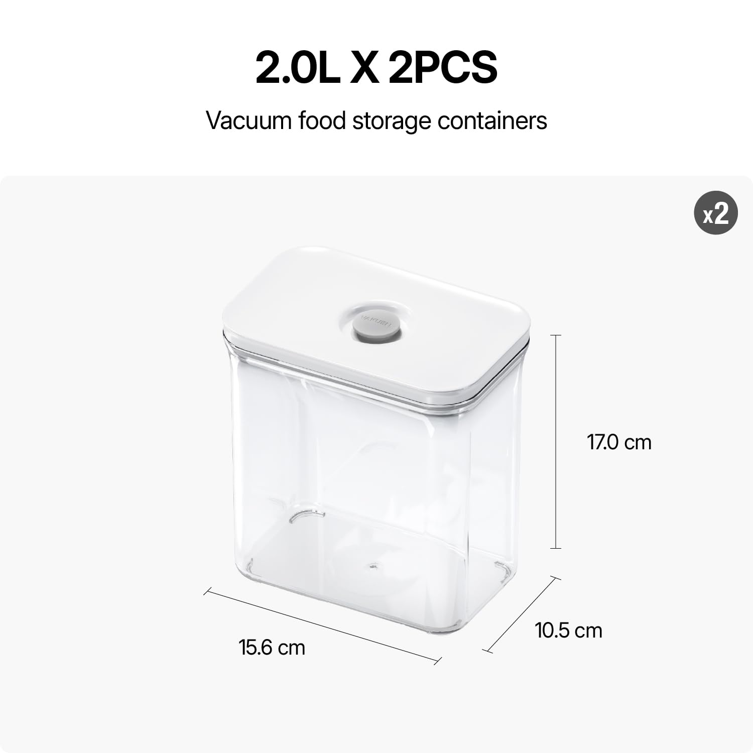 VAKUEN Premium Airtight Food Storage Containers, 4 Piece Set, Intelligent One Click Seal Lid, No Hinges, Patented Double Silicone Lining, 100% Leak-Proof, BPA-Free