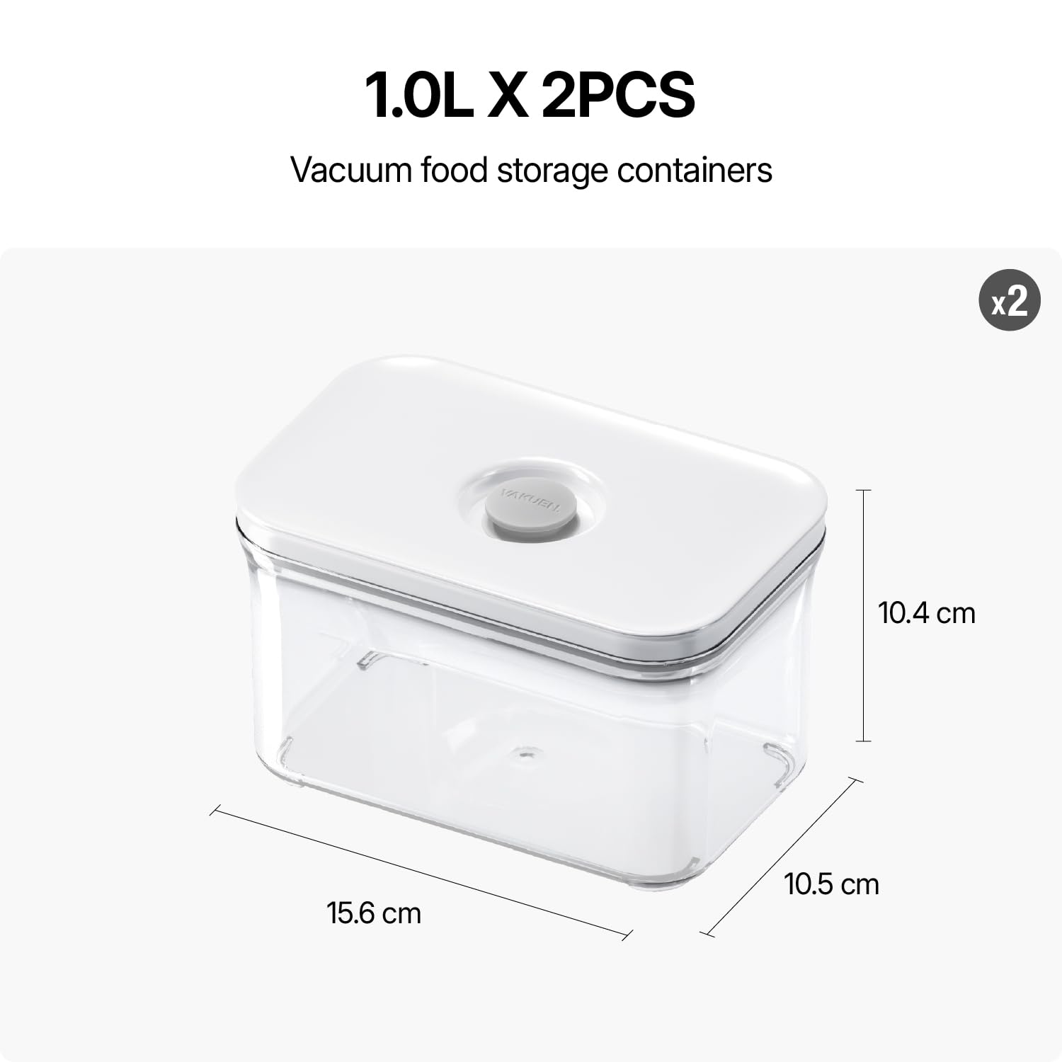 VAKUEN Premium Airtight Food Storage Containers, 4 Piece Set, Intelligent One Click Seal Lid, No Hinges, Patented Double Silicone Lining, 100% Leak-Proof, BPA-Free