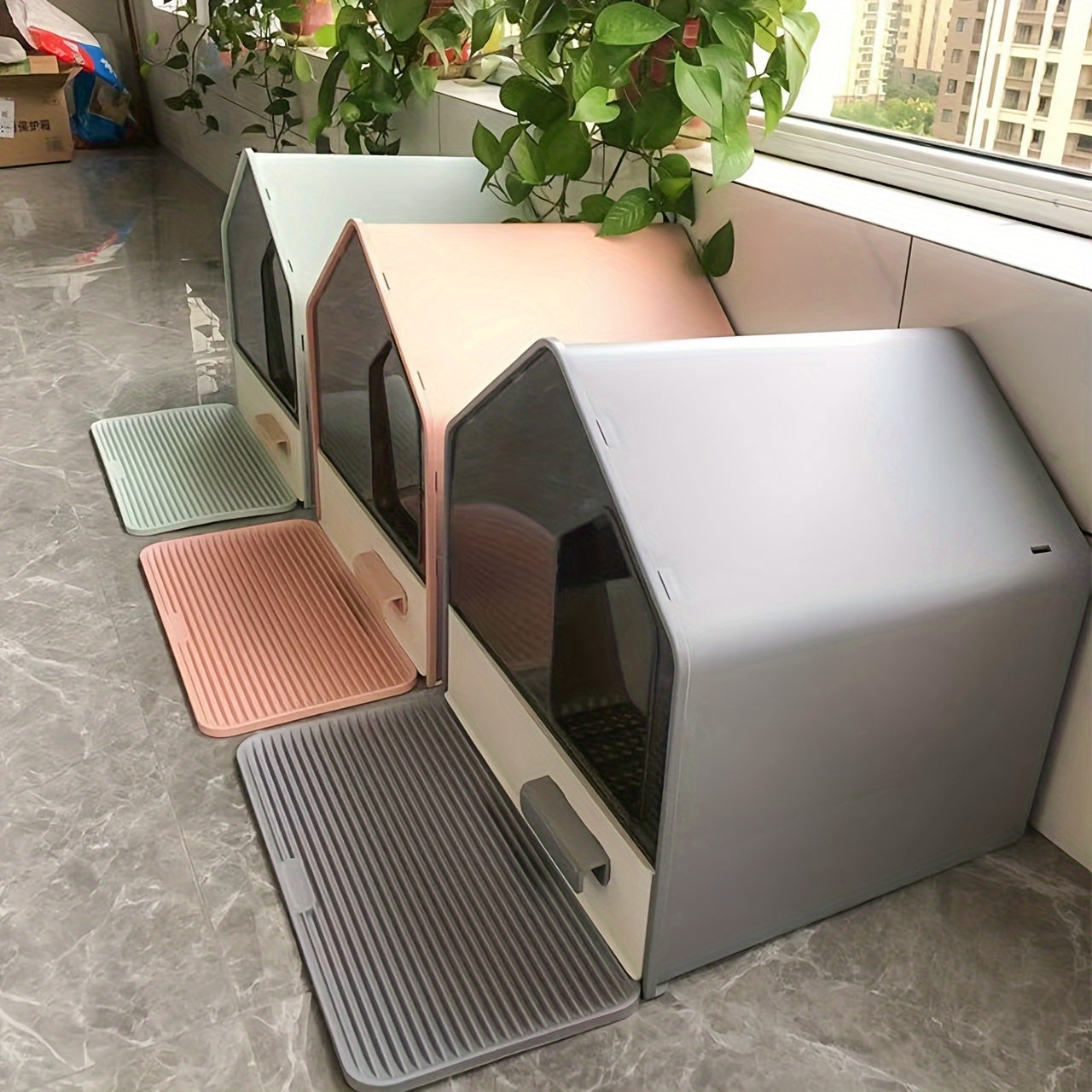 WhiskerWonders ABS Enclosed Cat Litter Box with Drawer, Large Feline Toilet