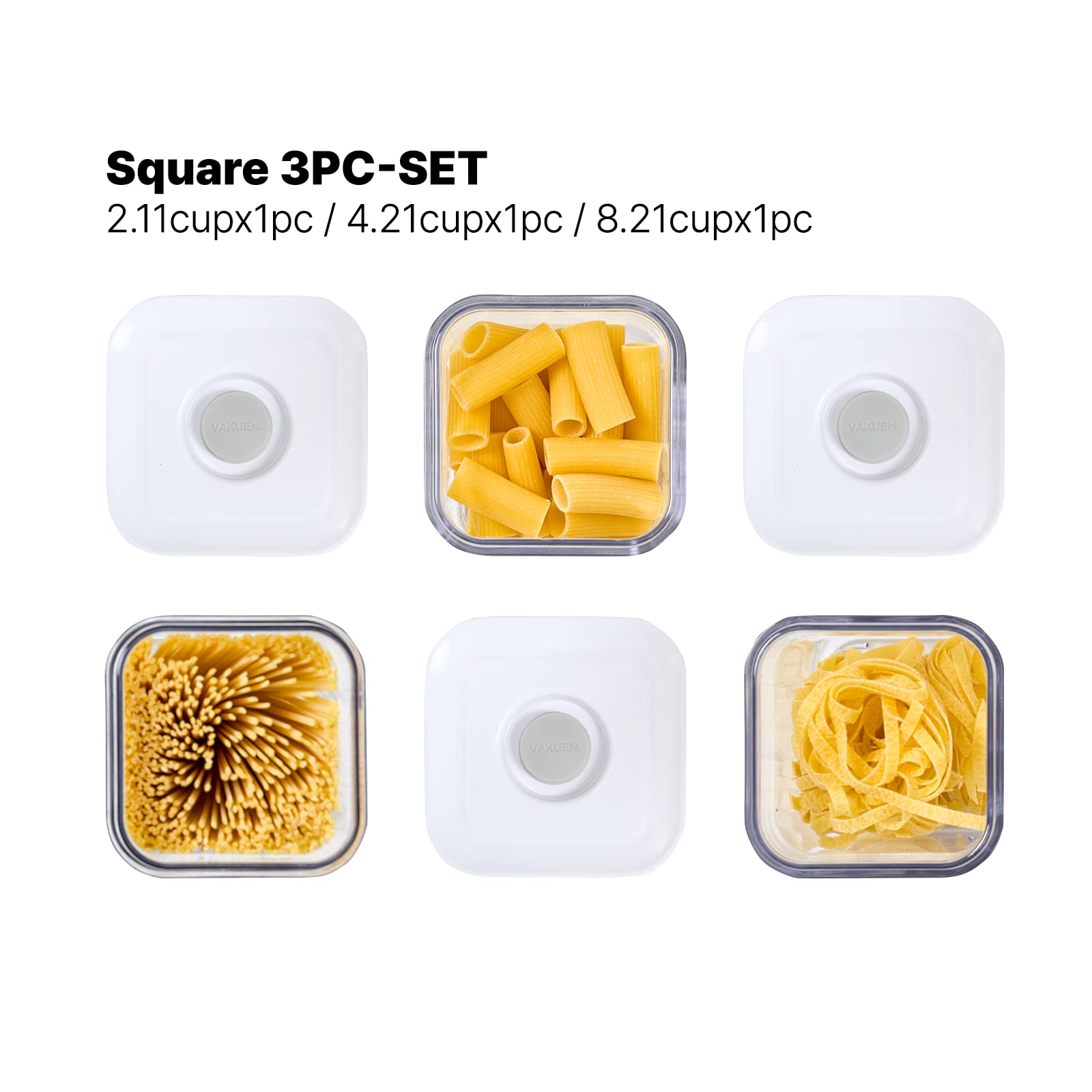 VAKUEN Premium Airtight Food Storage Containers, 4 Piece Set, Intelligent One Click Seal Lid, No Hinges, Patented Double Silicone Lining, 100% Leak-Proof, BPA-Free