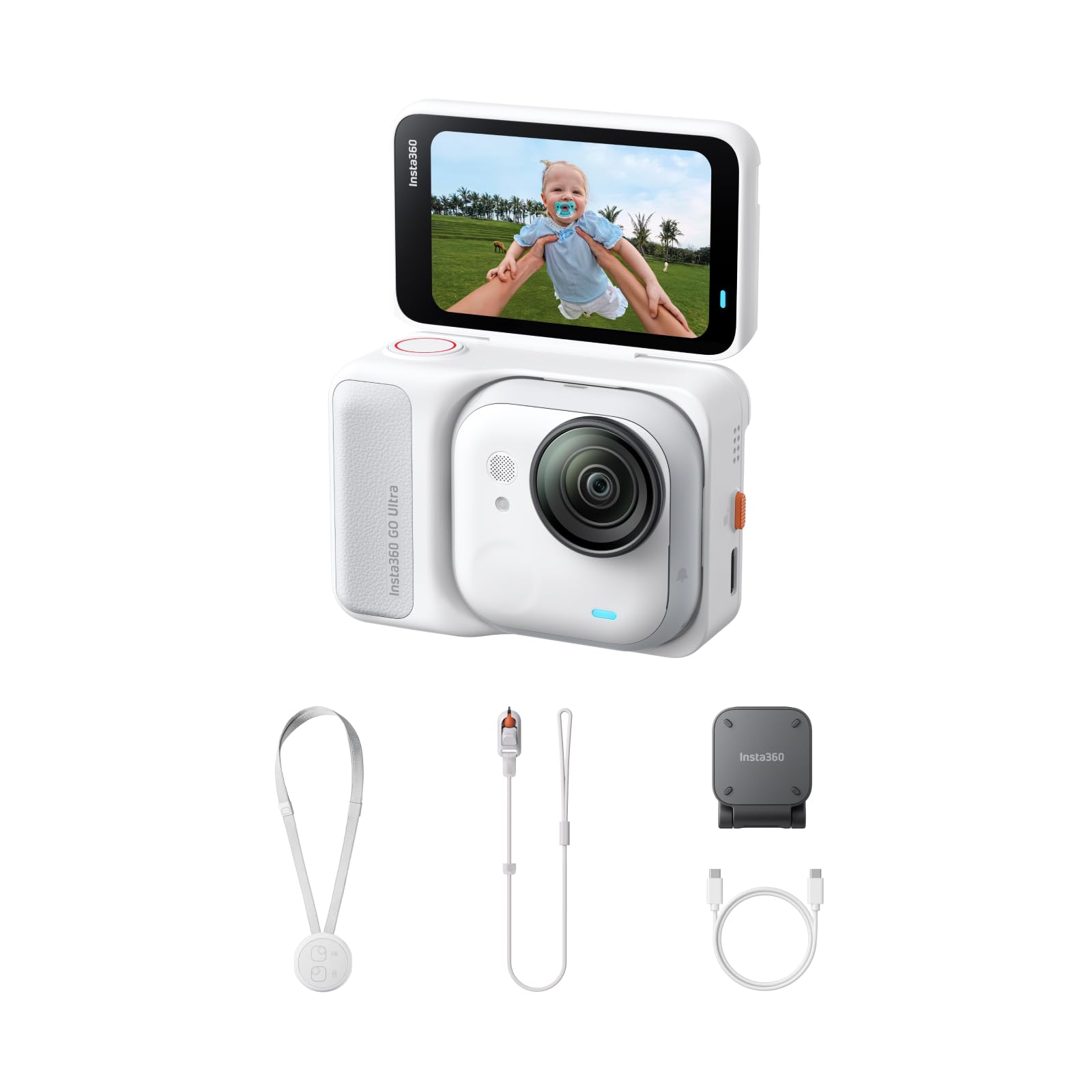 Insta360 GO Ultra Night Black - Mini caméra 4K mains libres, légère et mobile, idéale en basse lumière, partout, stabilisation FlowState, autonomie de 200 min, étanche à 10 m, idéale pour le vélo et la course à pied
