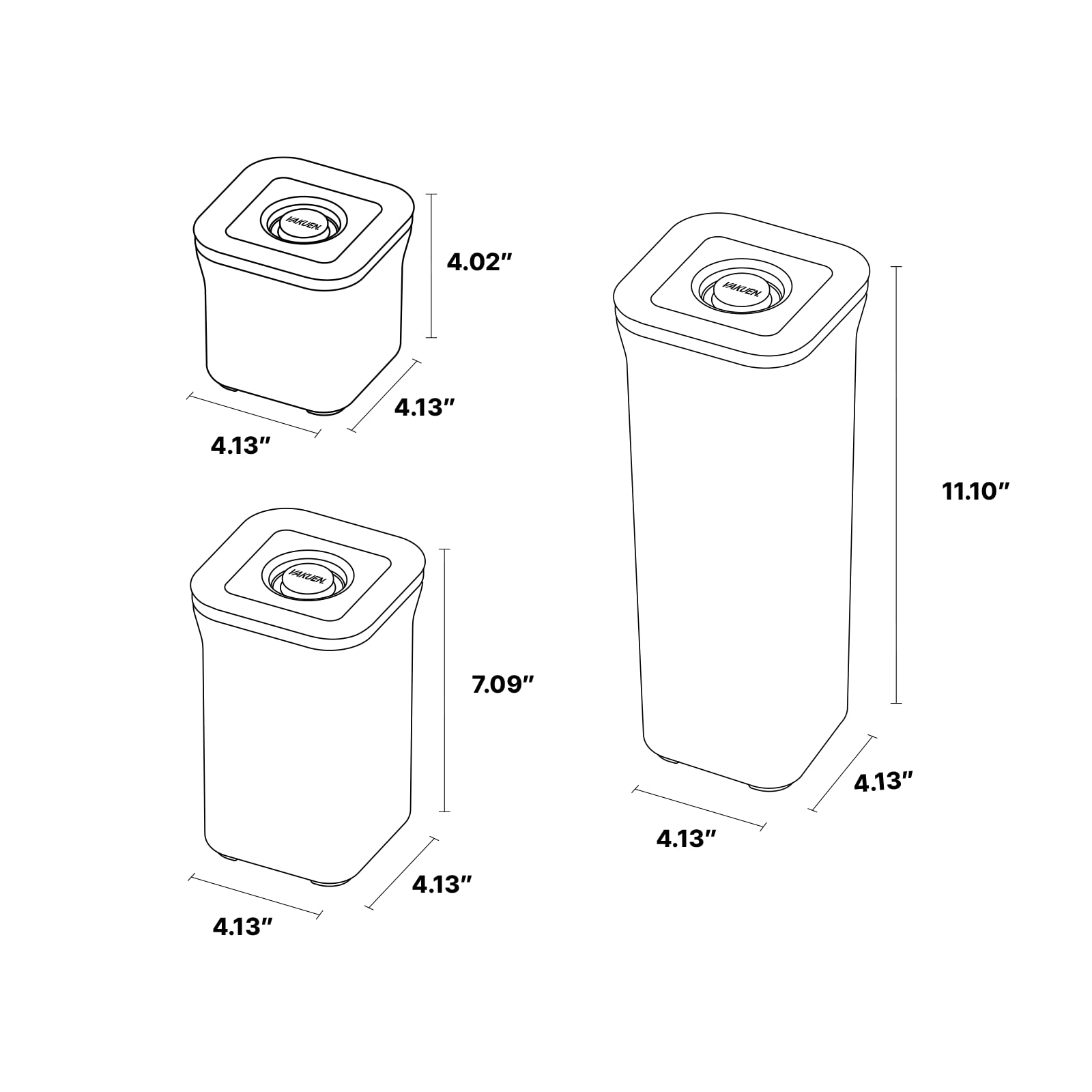 VAKUEN Premium Airtight Food Storage Containers, 4 Piece Set, Intelligent One Click Seal Lid, No Hinges, Patented Double Silicone Lining, 100% Leak-Proof, BPA-Free
