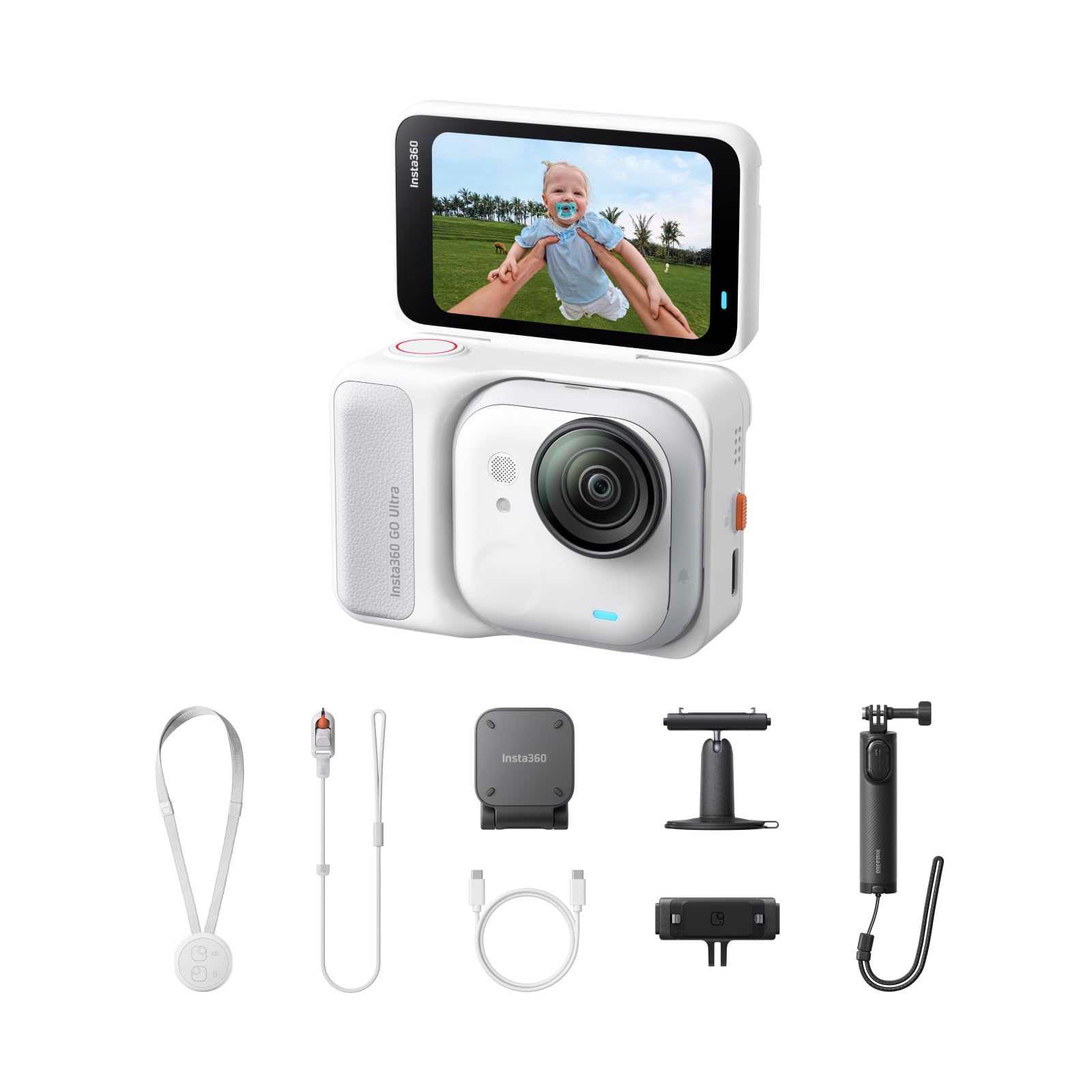 Insta360 GO Ultra Night Black - Mini caméra 4K mains libres, légère et mobile, idéale en basse lumière, partout, stabilisation FlowState, autonomie de 200 min, étanche à 10 m, idéale pour le vélo et la course à pied