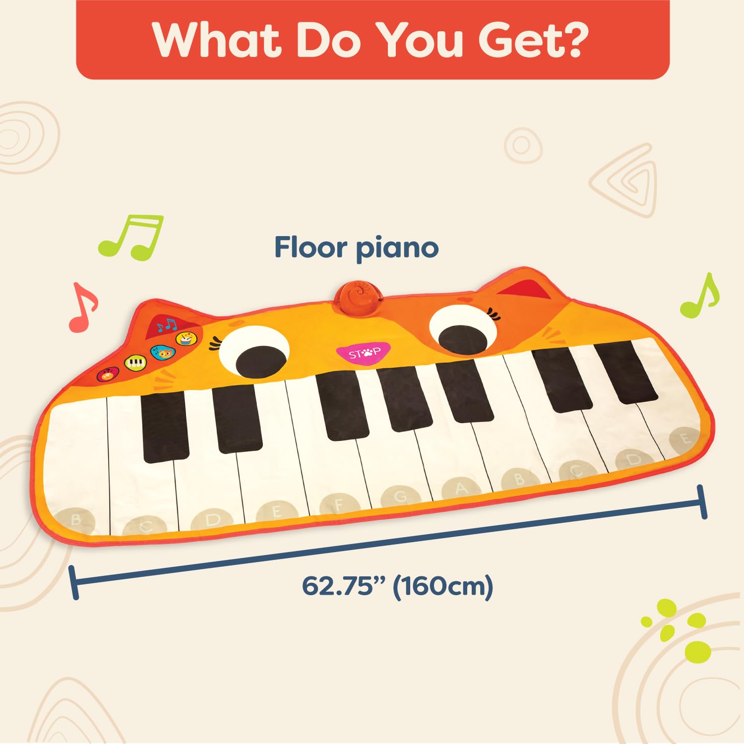 Land of B. Nilpferd-Spielzeug-Keyboard mit Lichtern und Liedern, Klavier, Musikspielzeug, Musikinstrument zum Klavierspielen für Babys und Kinder ab 1 Jahr
