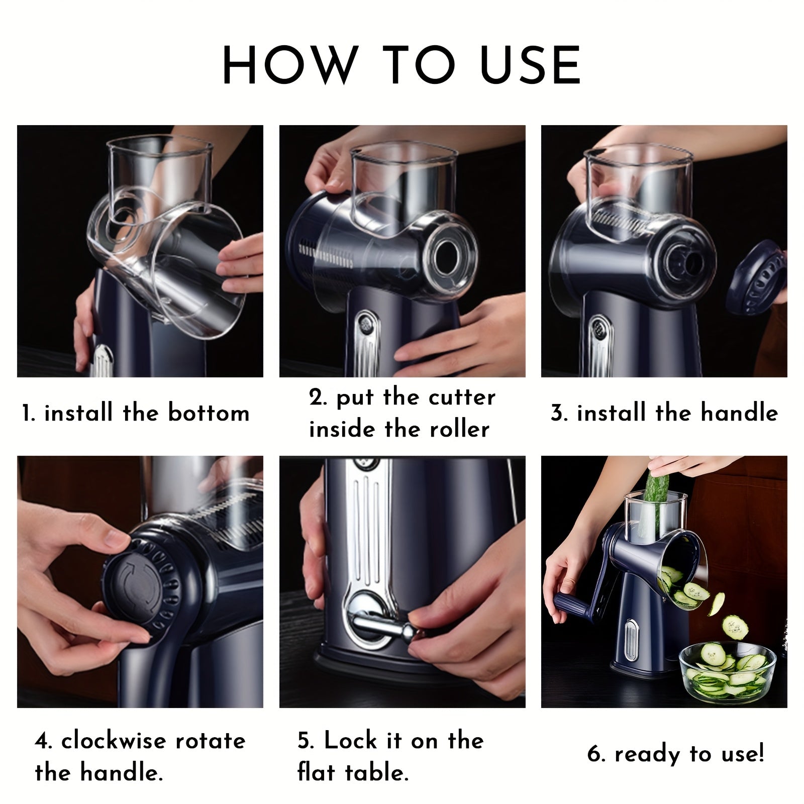 1 Stück iWhale Hochleistungs-5-in-1-Käsereibe, Gemüseschneider, Nussmühle mit rutschfester Basis – Mehrzweck-Küchengerät für Käse, Karotten, Zucchini, Knoblauch – platzsparender Organizer auf der Arbeitsplatte, Essenszubereitung