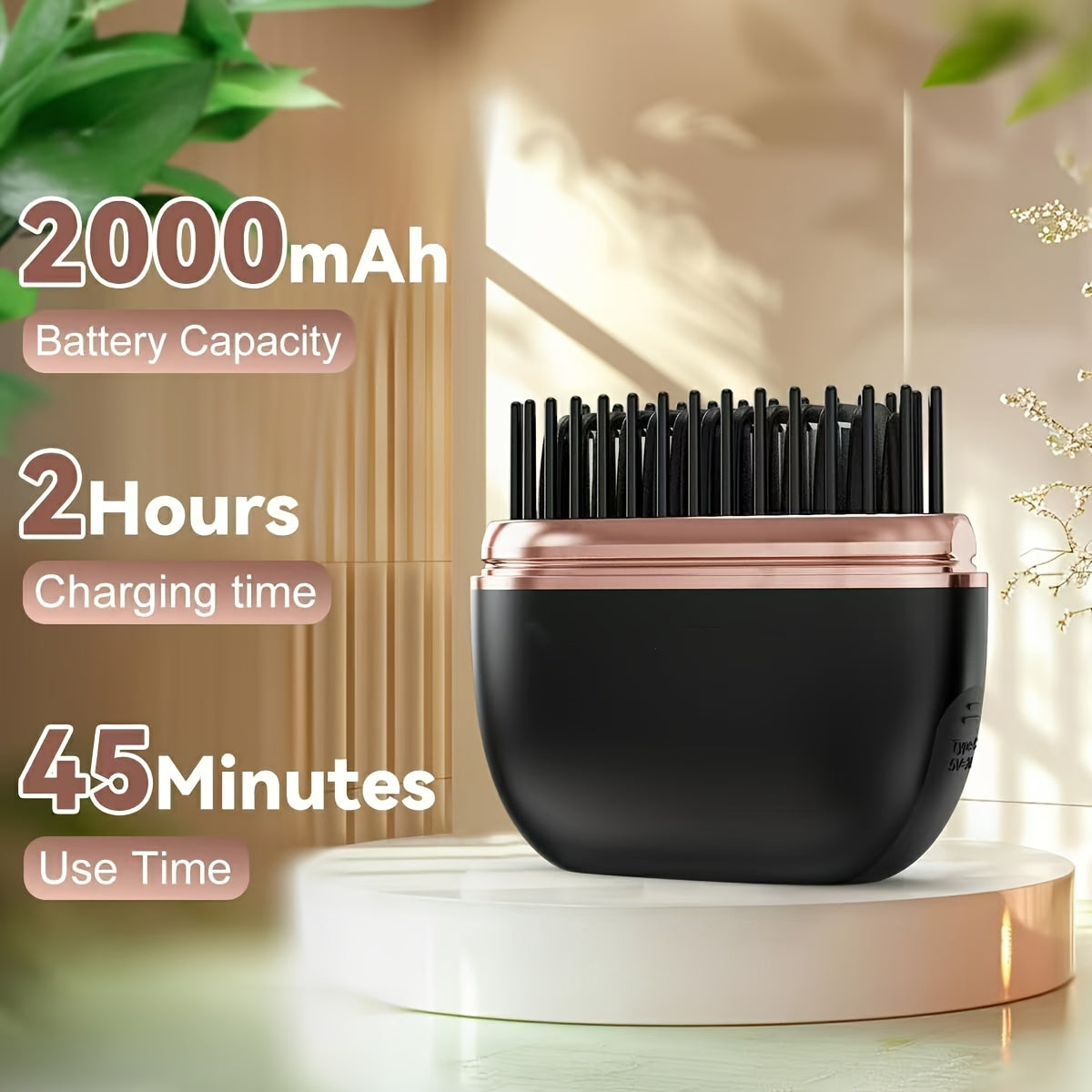 Mini-Haarglätterkamm ohne Kabel für Ponys – tragbar, wiederaufladbar über USB, Ein-Knopf-Bedienung, maximale Temperatur 200 °C/392 °F, ideal zum Stylen von kurzem Haar, Styling-Haar-Accessoire