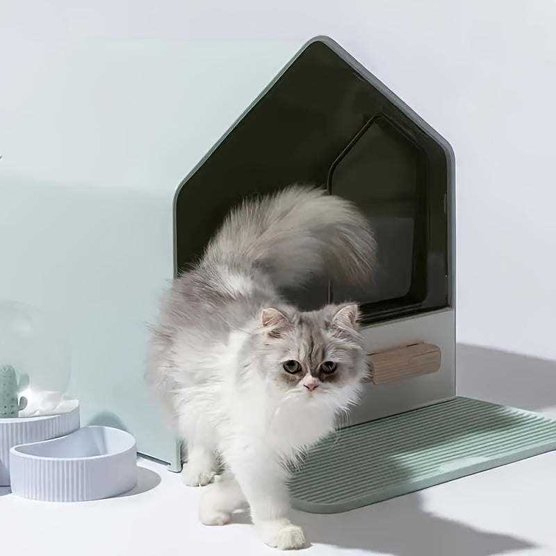 WhiskerWonders ABS Enclosed Cat Litter Box with Drawer, Large Feline Toilet