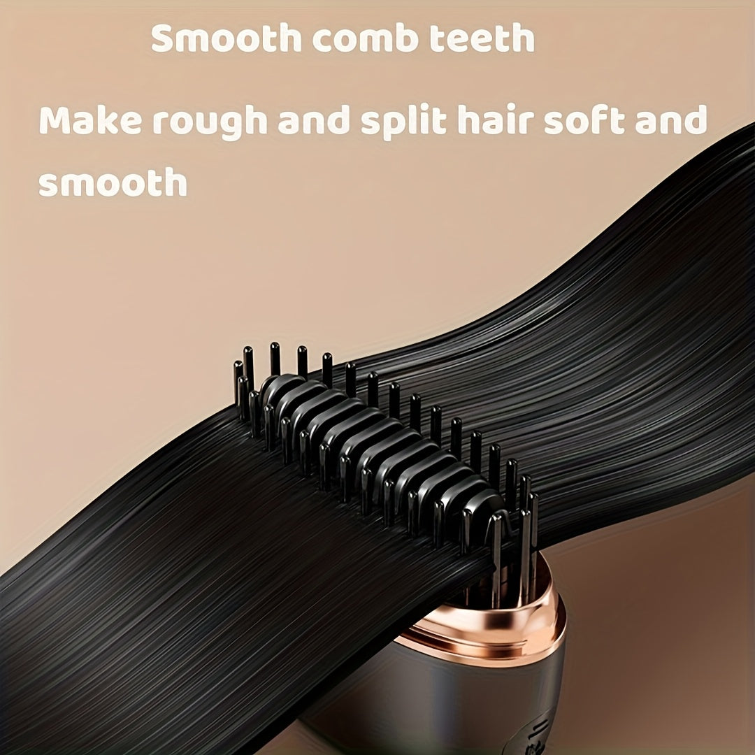 Mini-Haarglätterkamm ohne Kabel für Ponys – tragbar, wiederaufladbar über USB, Ein-Knopf-Bedienung, maximale Temperatur 200 °C/392 °F, ideal zum Stylen von kurzem Haar, Styling-Haar-Accessoire