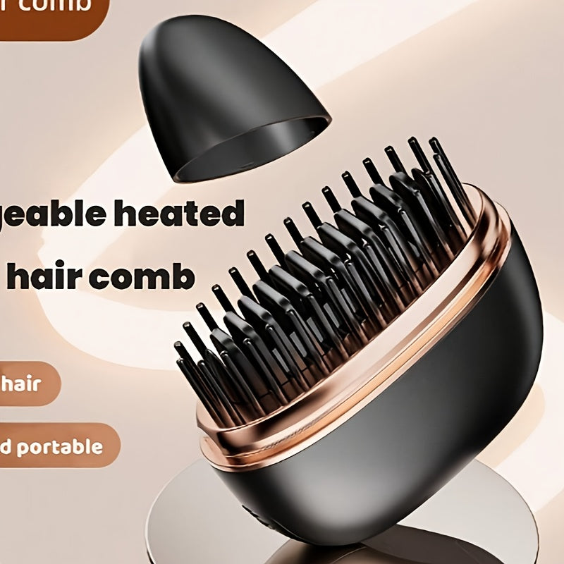 Mini-Haarglätterkamm ohne Kabel für Ponys – tragbar, wiederaufladbar über USB, Ein-Knopf-Bedienung, maximale Temperatur 200 °C/392 °F, ideal zum Stylen von kurzem Haar, Styling-Haar-Accessoire