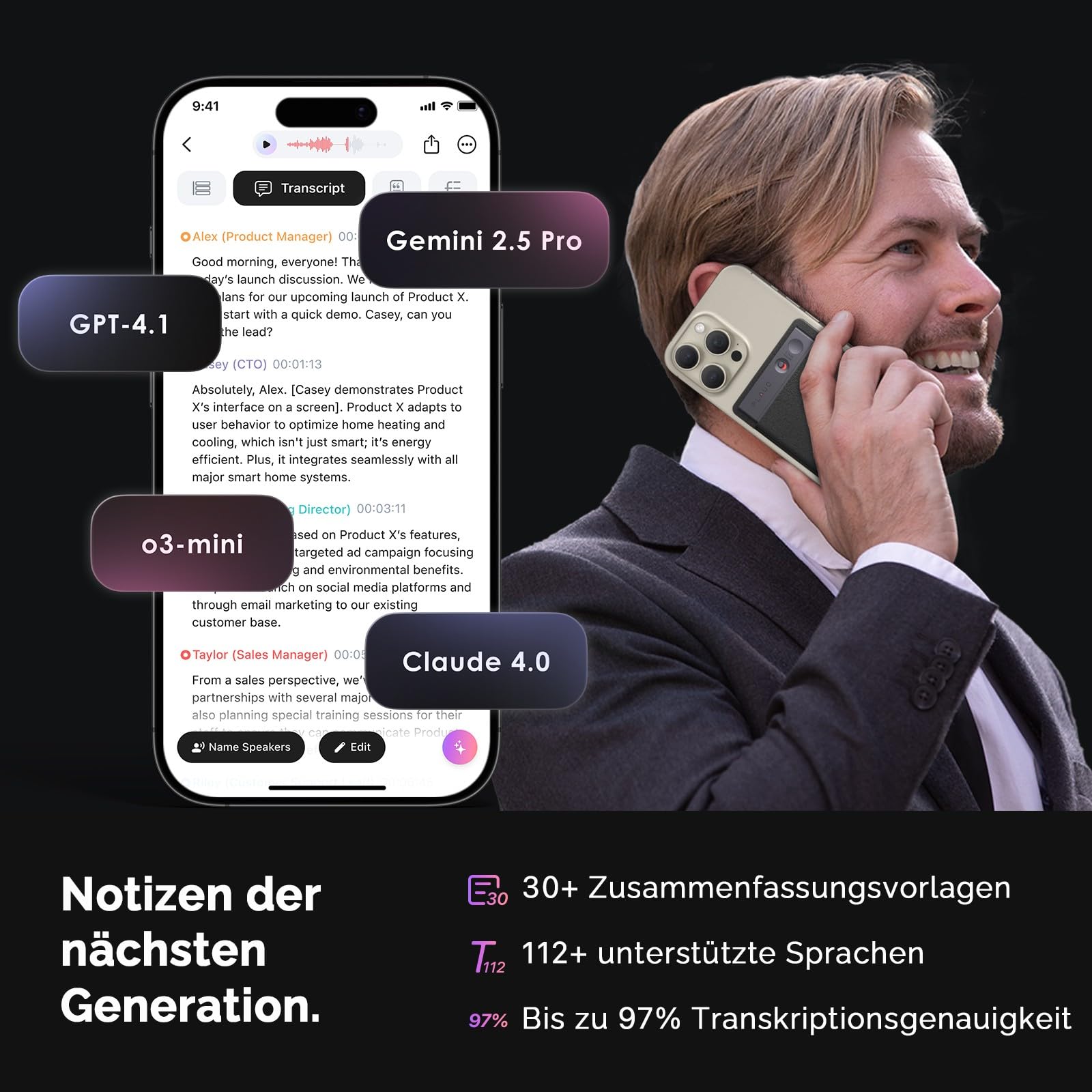 PLAUD NOTE AI Digital Voice Recorder, 64 GB Aufnahmegerät mit ChatGPT