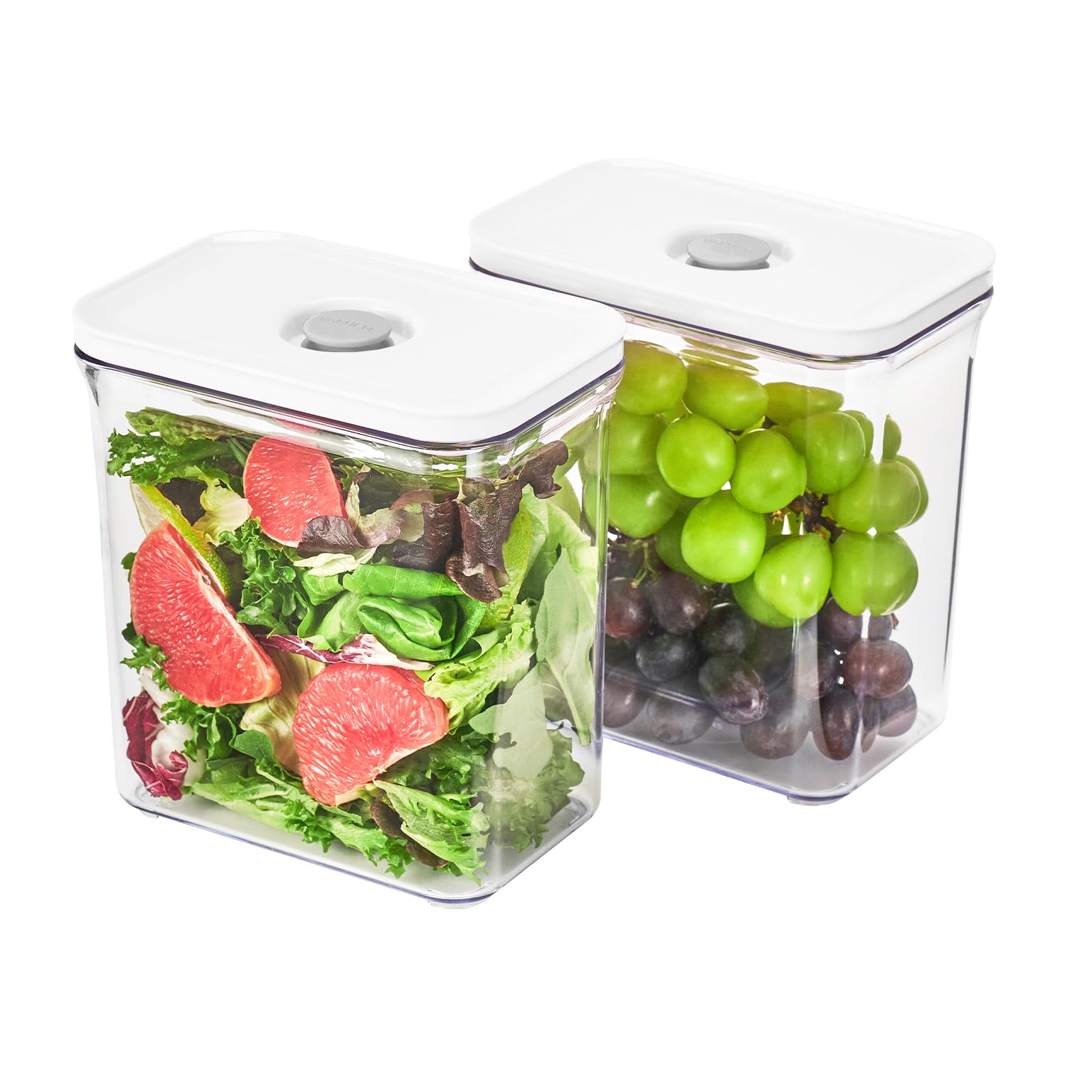 VAKUEN Premium Airtight Food Storage Containers, 4 Piece Set, Intelligent One Click Seal Lid, No Hinges, Patented Double Silicone Lining, 100% Leak-Proof, BPA-Free