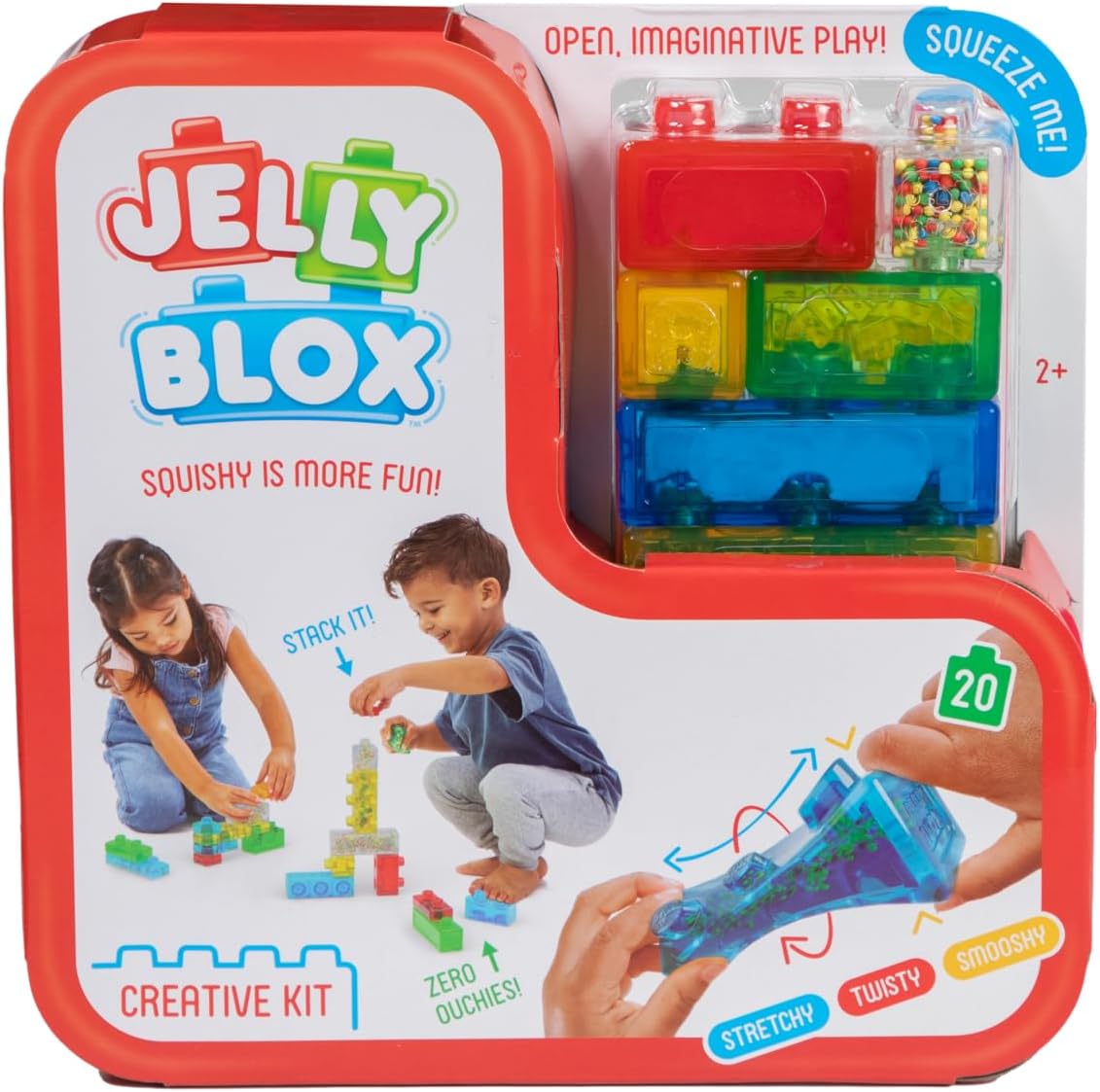 Jelly Blox – Kreativset, Bauspielzeug ab 2 Jahren, mit 20 Sinnesbausteinen, Konstruktionsspielzeug für Kinder, Sinnesspiel mit bunten Kacheln