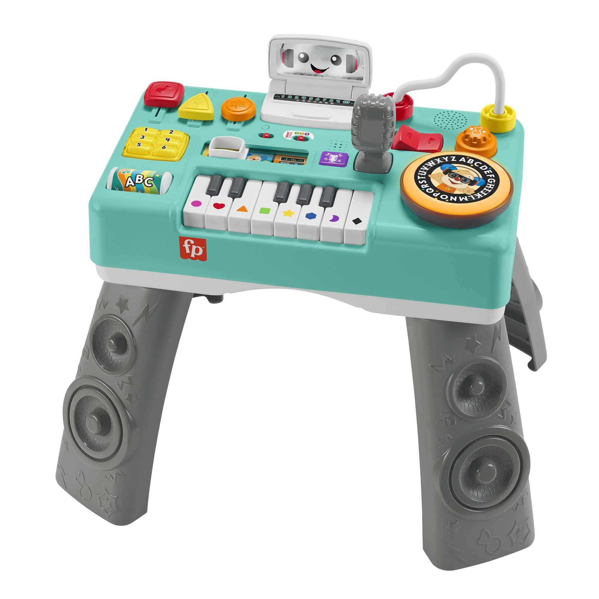 FISHER-PRICE HXG09 Lernspaß DJ-Spieltisch – Musikalisches Lernspielzeug mit 3 Klavierspielmodi, Lichtern, 12 Motorikaktivitäten und über 100 Liedern und Tönen, spricht Deutsch, ab 6 Monaten / 1 Jahr