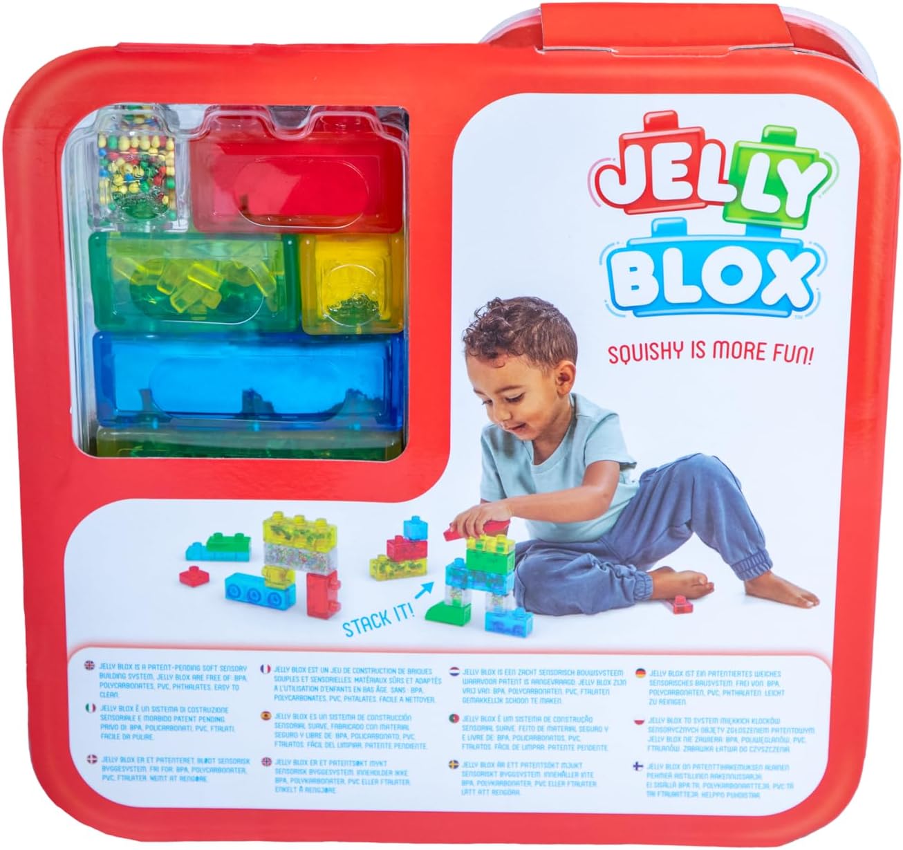 Jelly Blox – Kreativset, Bauspielzeug ab 2 Jahren, mit 20 Sinnesbausteinen, Konstruktionsspielzeug für Kinder, Sinnesspiel mit bunten Kacheln