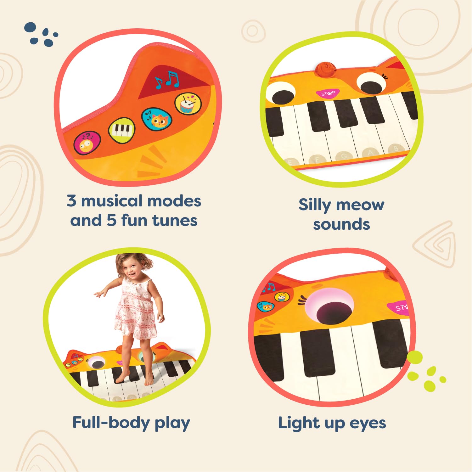 Land of B. Nilpferd-Spielzeug-Keyboard mit Lichtern und Liedern, Klavier, Musikspielzeug, Musikinstrument zum Klavierspielen für Babys und Kinder ab 1 Jahr