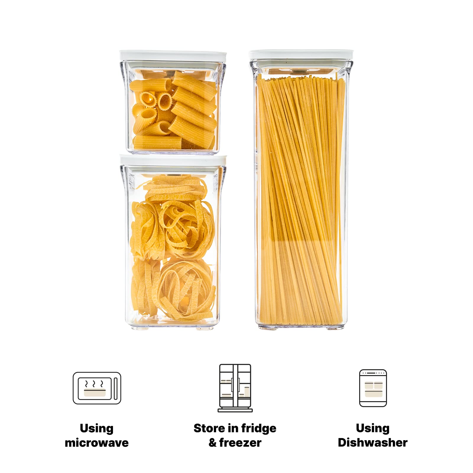 VAKUEN Premium Airtight Food Storage Containers, 4 Piece Set, Intelligent One Click Seal Lid, No Hinges, Patented Double Silicone Lining, 100% Leak-Proof, BPA-Free