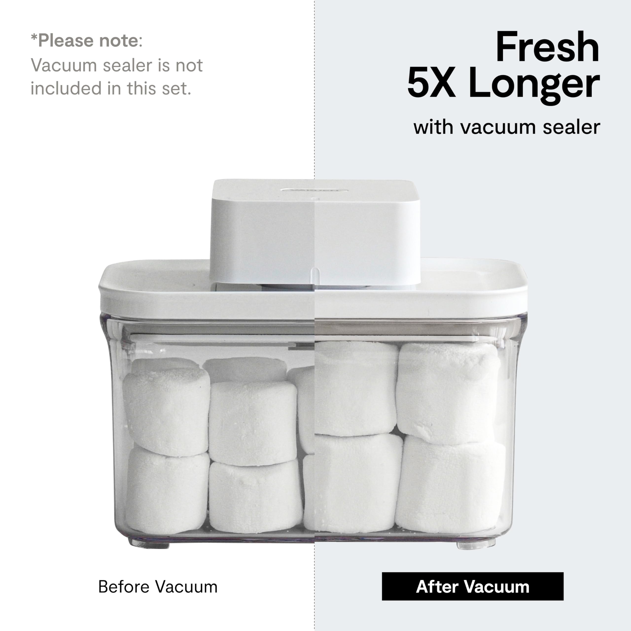 VAKUEN Premium Airtight Food Storage Containers, 4 Piece Set, Intelligent One Click Seal Lid, No Hinges, Patented Double Silicone Lining, 100% Leak-Proof, BPA-Free