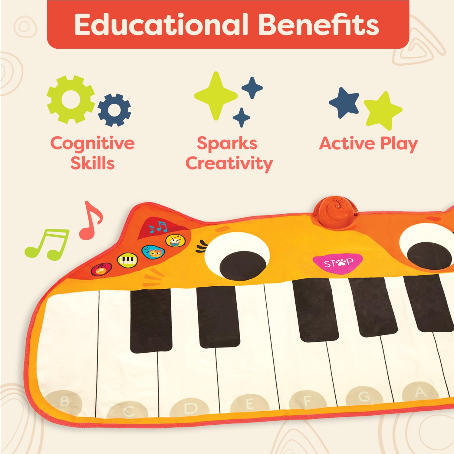 Land of B. Nilpferd-Spielzeug-Keyboard mit Lichtern und Liedern, Klavier, Musikspielzeug, Musikinstrument zum Klavierspielen für Babys und Kinder ab 1 Jahr