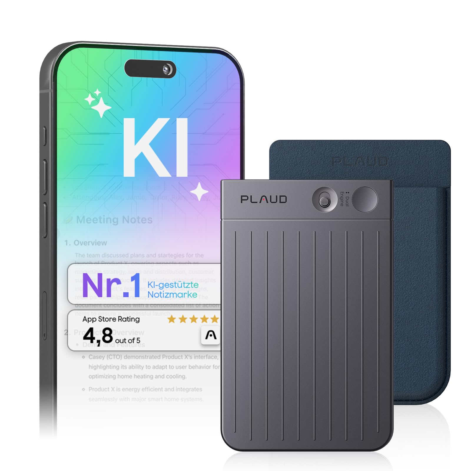 PLAUD NOTE AI Digital Voice Recorder, 64 GB Aufnahmegerät mit ChatGPT
