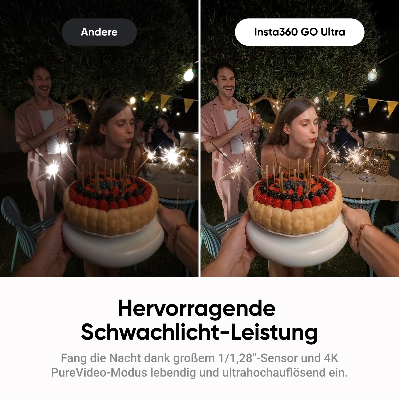 Insta360 GO Ultra Night Black - Mini caméra 4K mains libres, légère et mobile, idéale en basse lumière, partout, stabilisation FlowState, autonomie de 200 min, étanche à 10 m, idéale pour le vélo et la course à pied