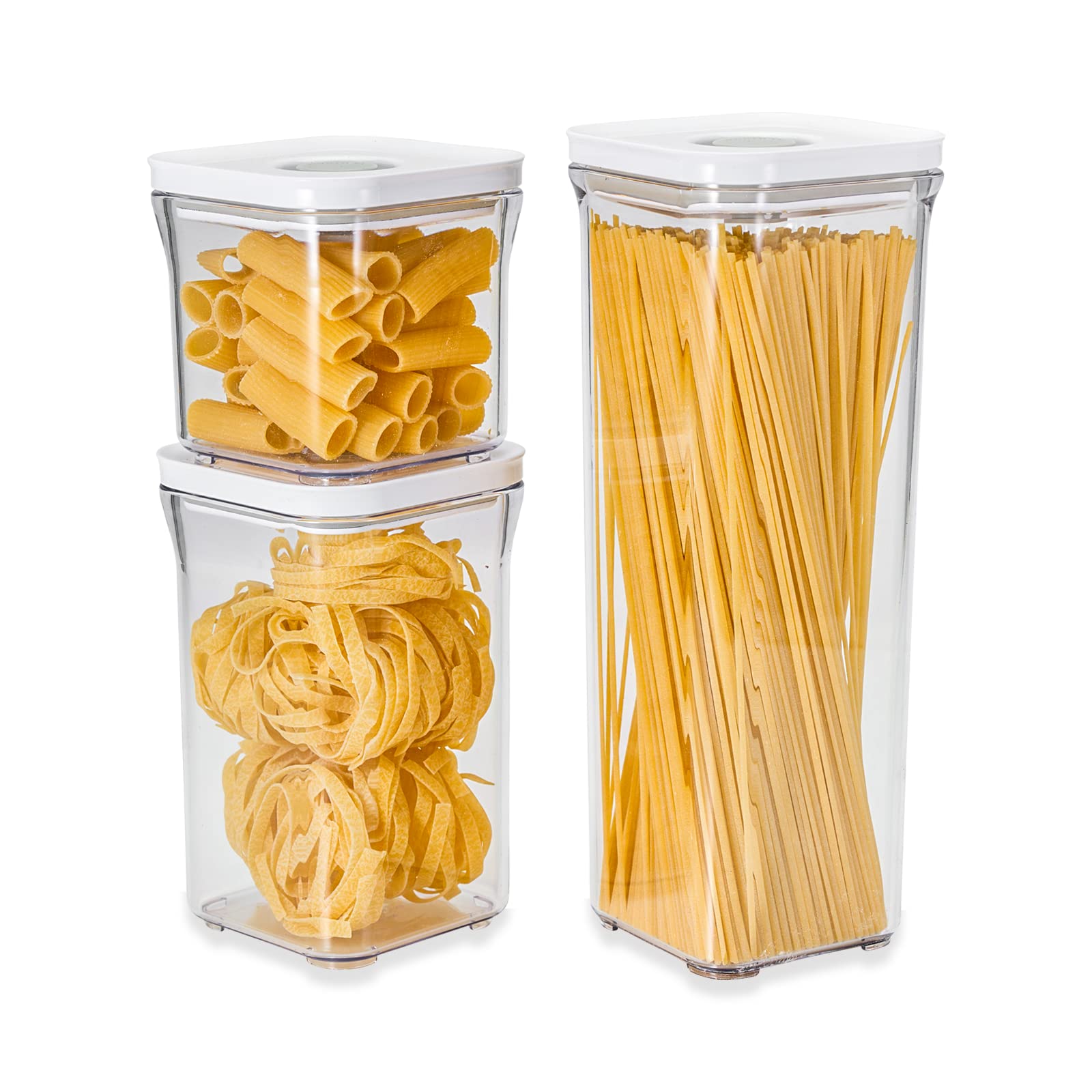 VAKUEN Premium Airtight Food Storage Containers, 4 Piece Set, Intelligent One Click Seal Lid, No Hinges, Patented Double Silicone Lining, 100% Leak-Proof, BPA-Free