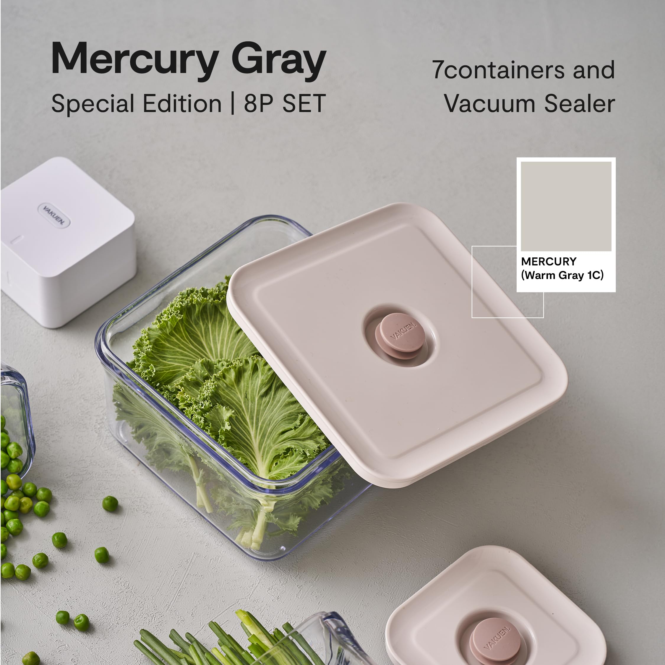 VAKUEN Premium Airtight Food Storage Containers, 4 Piece Set, Intelligent One Click Seal Lid, No Hinges, Patented Double Silicone Lining, 100% Leak-Proof, BPA-Free