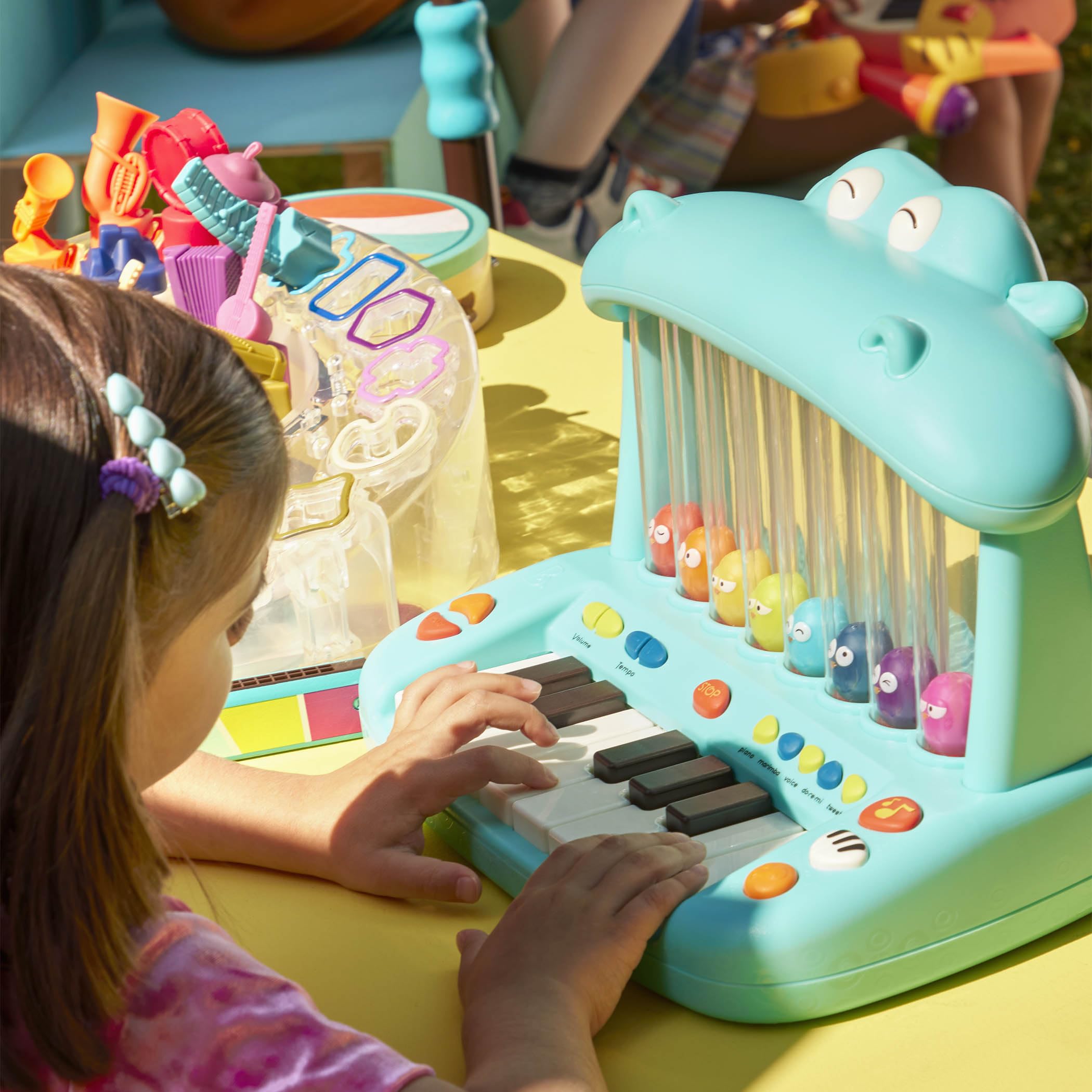 Land of B. Nilpferd-Spielzeug-Keyboard mit Lichtern und Liedern, Klavier, Musikspielzeug, Musikinstrument zum Klavierspielen für Babys und Kinder ab 1 Jahr