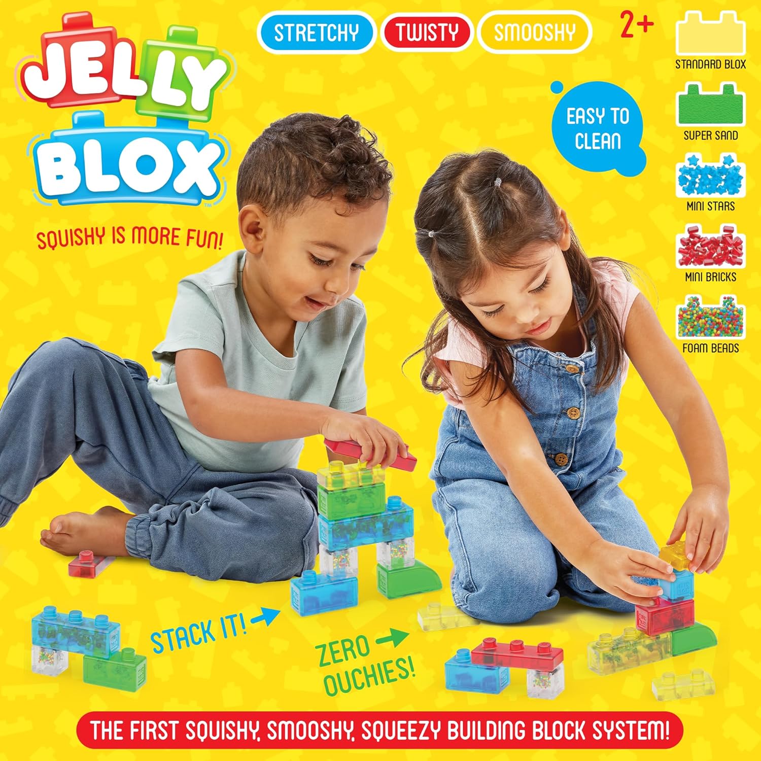 Jelly Blox – Kreativset, Bauspielzeug ab 2 Jahren, mit 20 Sinnesbausteinen, Konstruktionsspielzeug für Kinder, Sinnesspiel mit bunten Kacheln