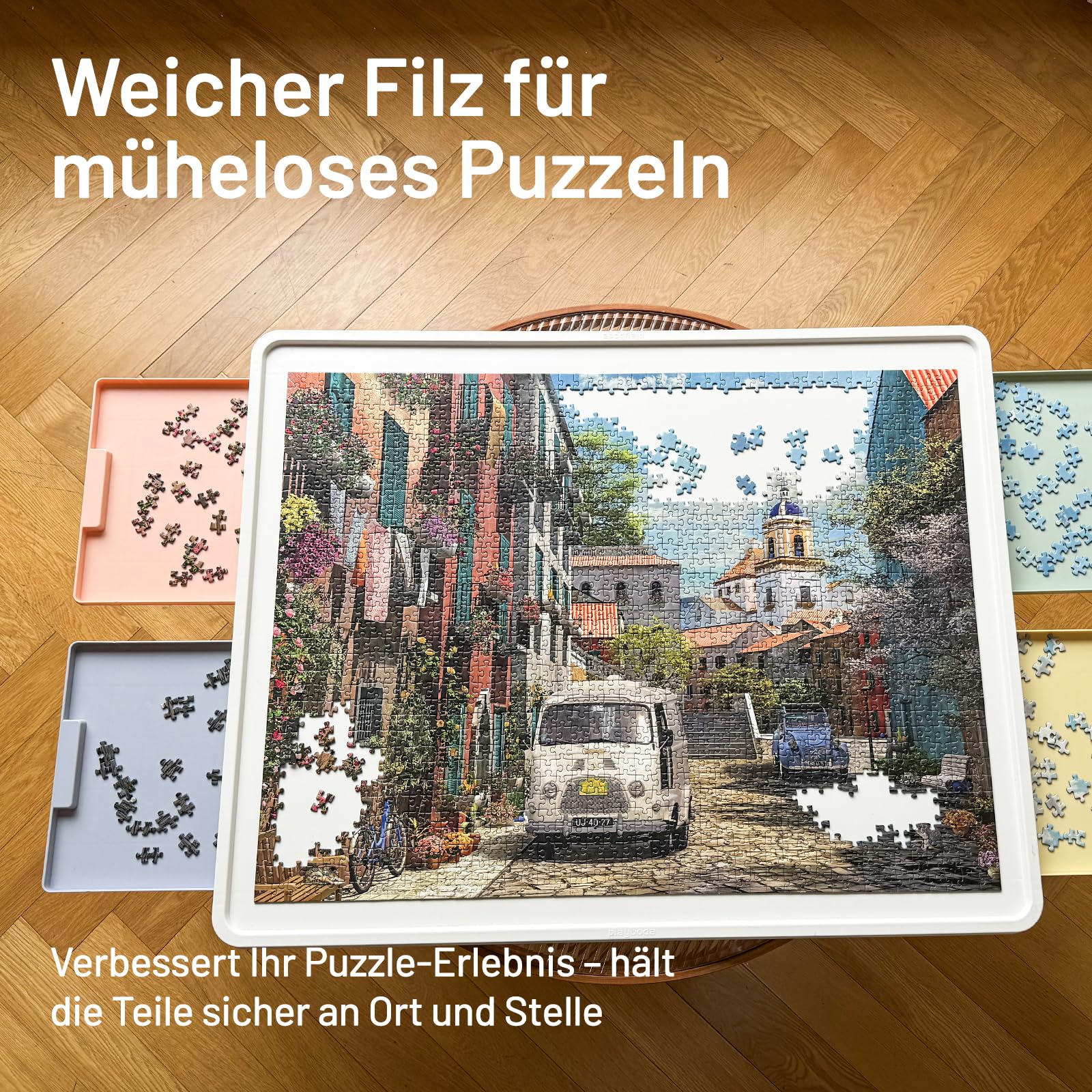 WELGEE 1000-teiliges drehbares Puzzlebrett mit 4 Schubladen & Abdeckung