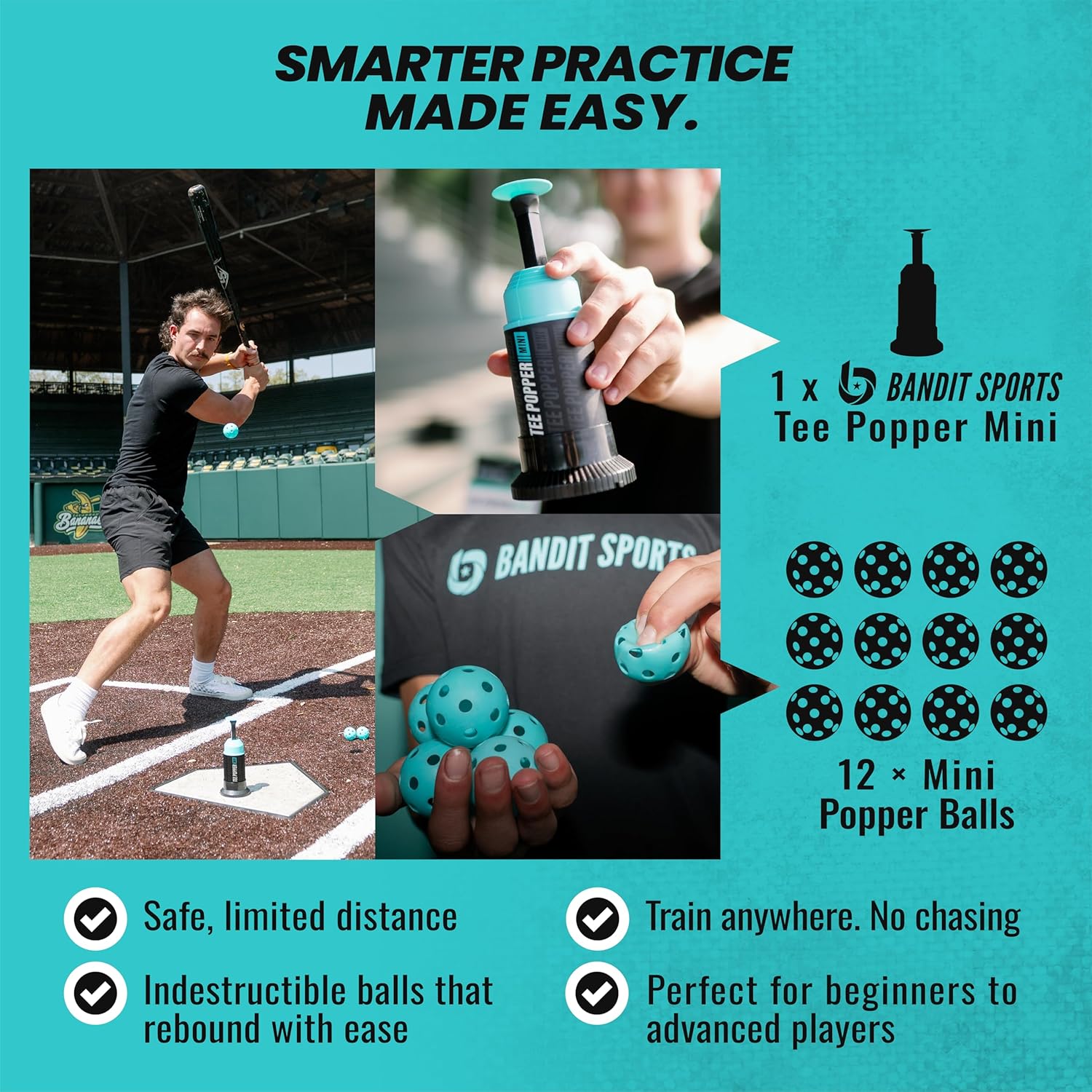 Premium BanditSports Baseball Tee Popper – Strapazierfähiges und langlebiges Batting T-Shirt für perfekte Schwünge