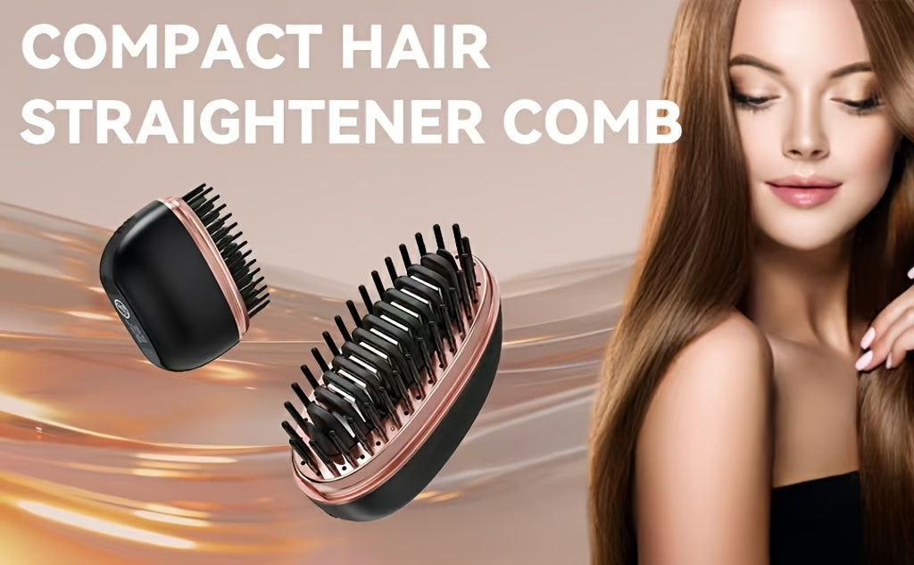 Mini-Haarglätterkamm ohne Kabel für Ponys – tragbar, wiederaufladbar über USB, Ein-Knopf-Bedienung, maximale Temperatur 200 °C/392 °F, ideal zum Stylen von kurzem Haar, Styling-Haar-Accessoire