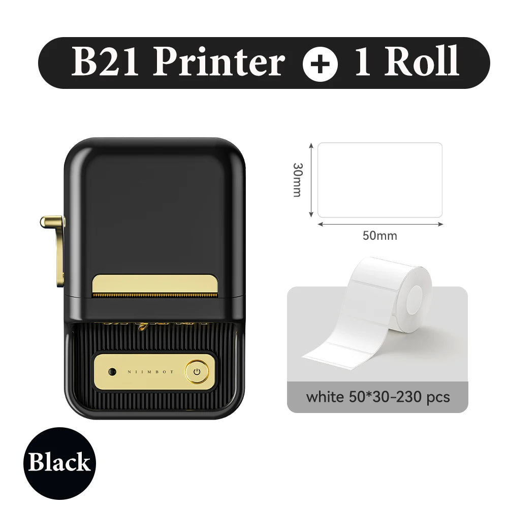 Niimbot B21- Kabelloser tintenloser Etikettendrucker, Barcode-Etikettendrucker, Druckpapier, Aufkleber Maschine 20 mm - 50 mm
