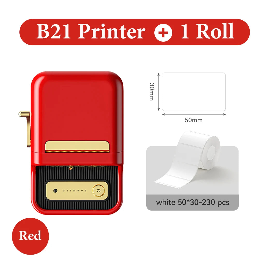 Niimbot B21- Kabelloser tintenloser Etikettendrucker, Barcode-Etikettendrucker, Druckpapier, Aufkleber Maschine 20 mm - 50 mm