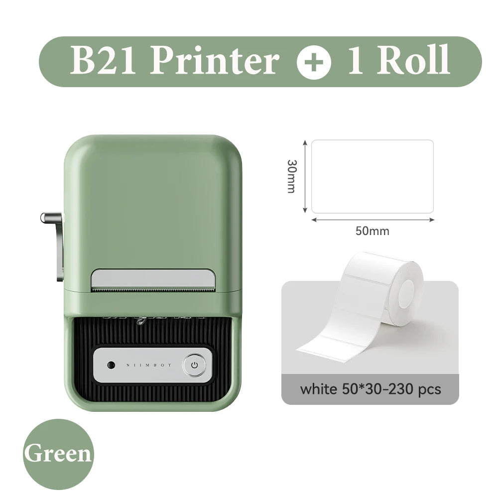 Niimbot B21- Kabelloser tintenloser Etikettendrucker, Barcode-Etikettendrucker, Druckpapier, Aufkleber Maschine 20 mm - 50 mm