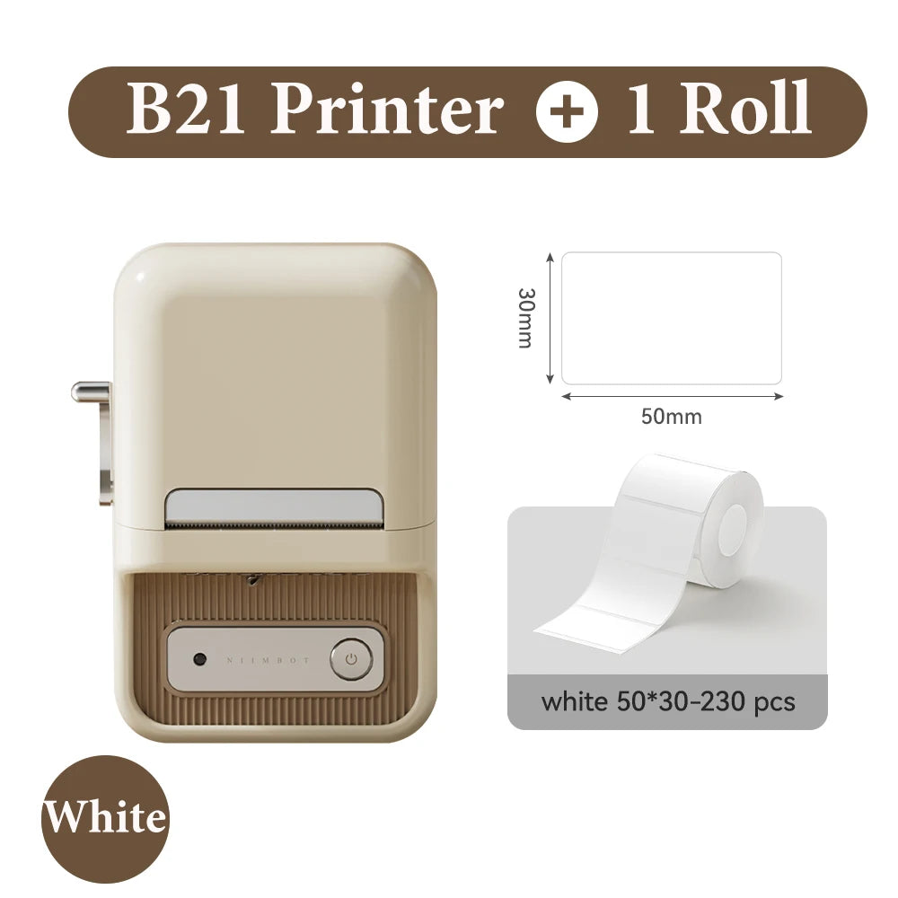 Niimbot B21- Kabelloser tintenloser Etikettendrucker, Barcode-Etikettendrucker, Druckpapier, Aufkleber Maschine 20 mm - 50 mm