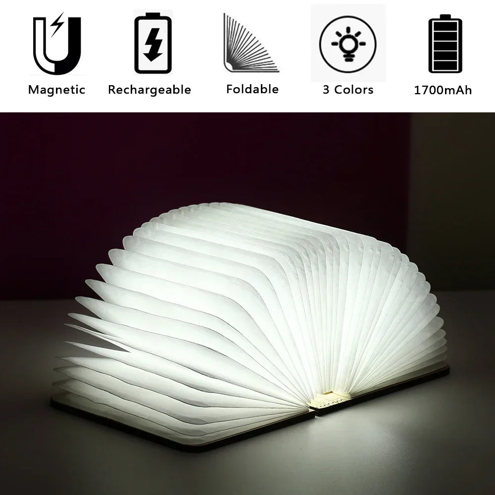 3D Holz Faltbare LED Buch Nachtlicht 3 / 5 Beleuchtung Farben 5V