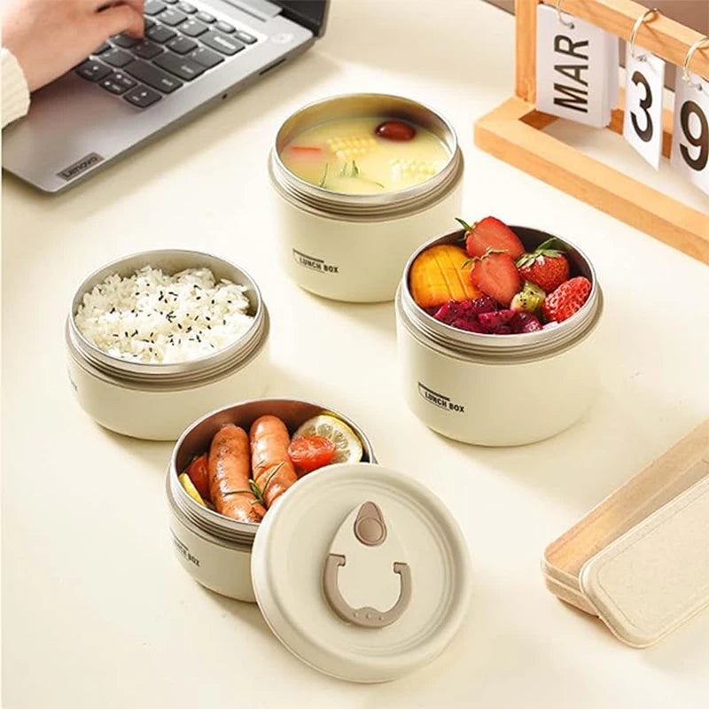 Tragbares, isoliertes Lunchbehälter-Set für Lebensmittel mit Thermo-Lunchbox, 3 separate stapelbare Lunchbehälter für Erwachsene und Kinder