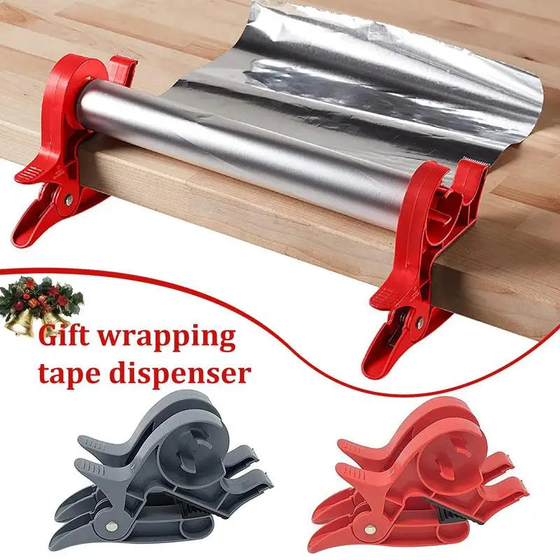 2 stücke Klebebandspender ,Cutter, Papierrollenhalter, Clip Wrap Tabletop, Geschenkverpackungswerkzeug für Weihnachten und Neujahr, Kunsthandwerk Werkzeuge