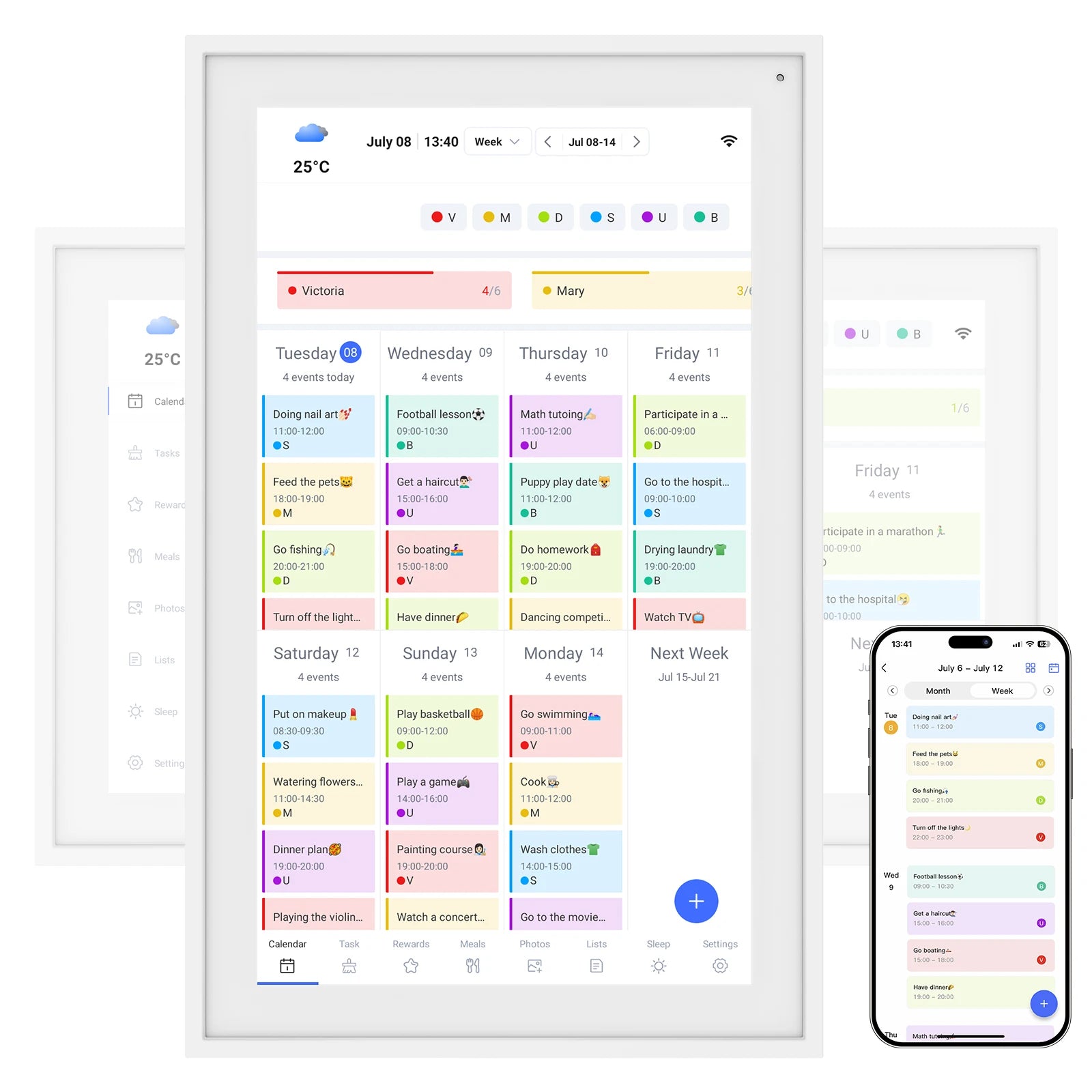TABWEE P15 15,6 Zoll digitaler Kalender mit Aufgabenplan, intelligenter elektronischer Wand-Touchscreen-Kalender für interaktive Familienpläne,